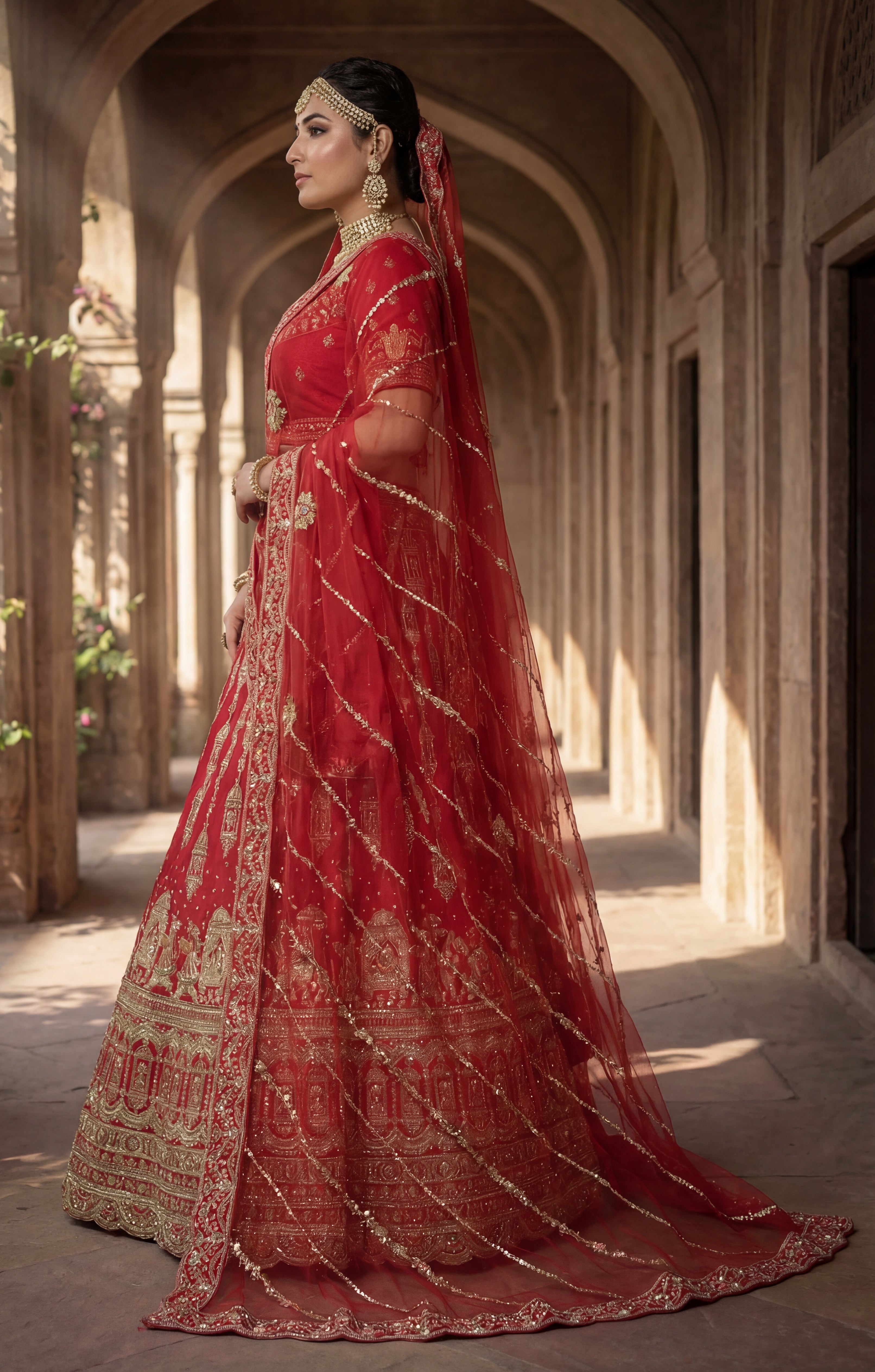 Red Silk Lehenga Choli With Heavy Embroidery With Sequins Work