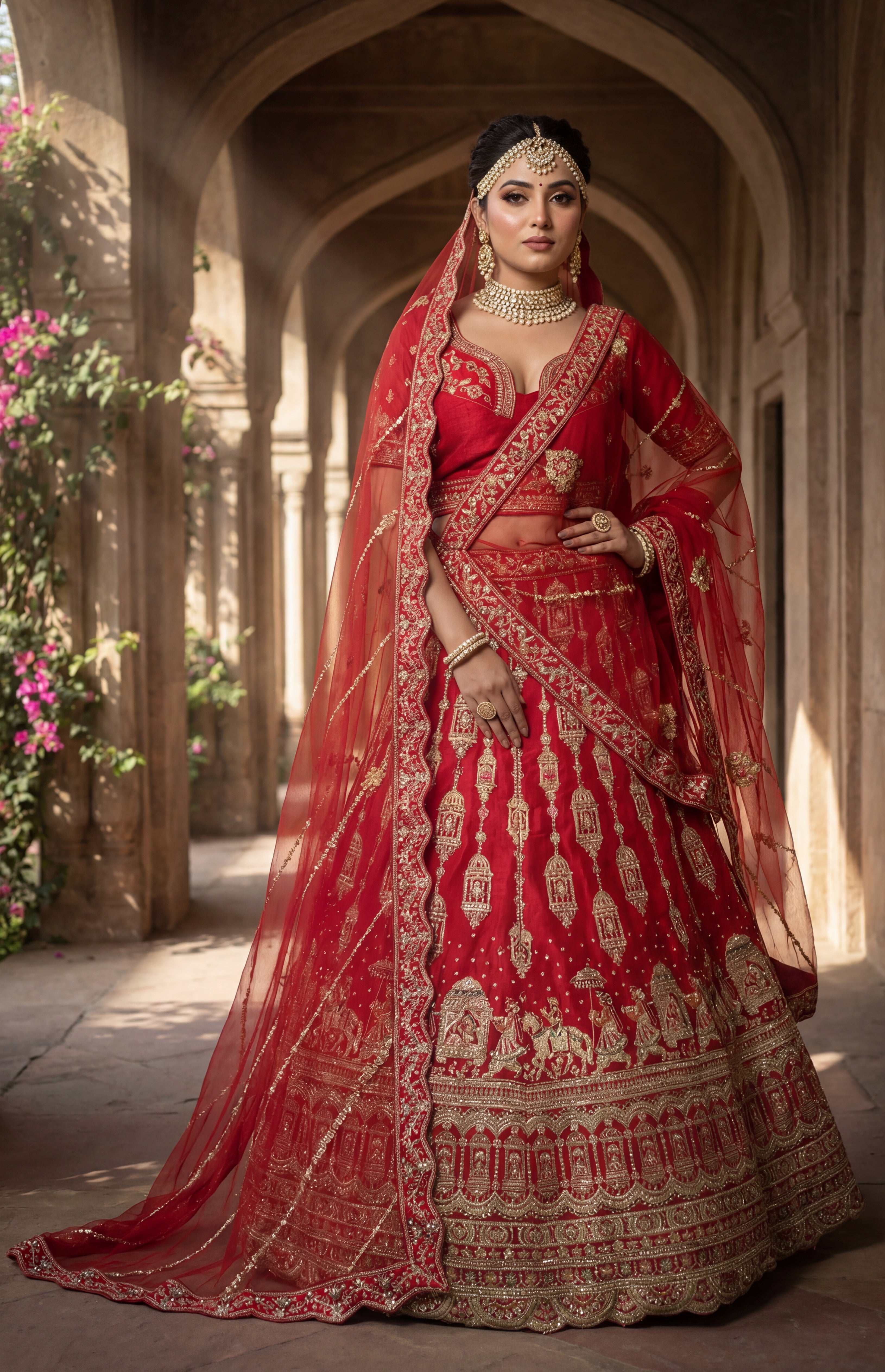 Red Silk Lehenga Choli With Heavy Embroidery With Sequins Work