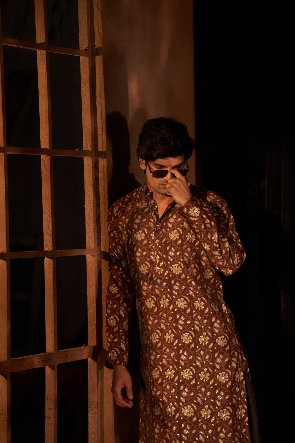 Rich Looks Brown Kurta Payjama with Designer Print – Elegant Everyday Ethnicwear