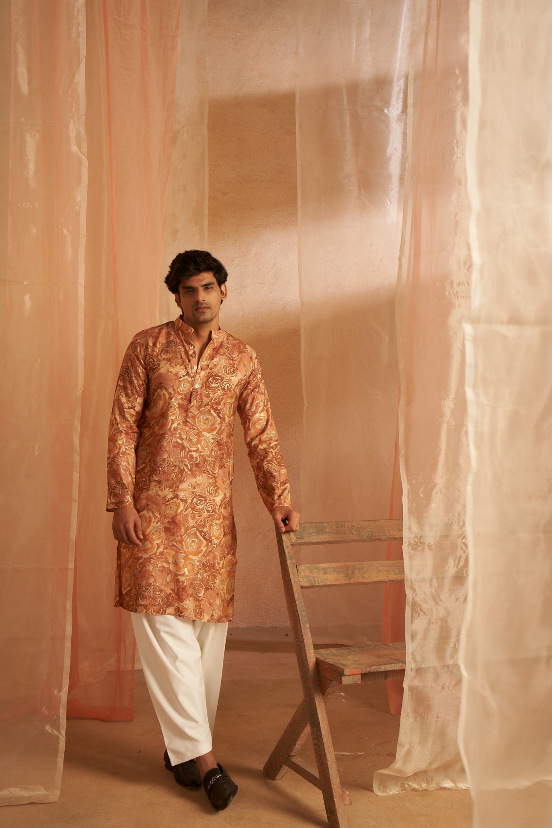 Rich Looks Brown Kurta Payjama with Designer Print – Stylish Ethnicwear