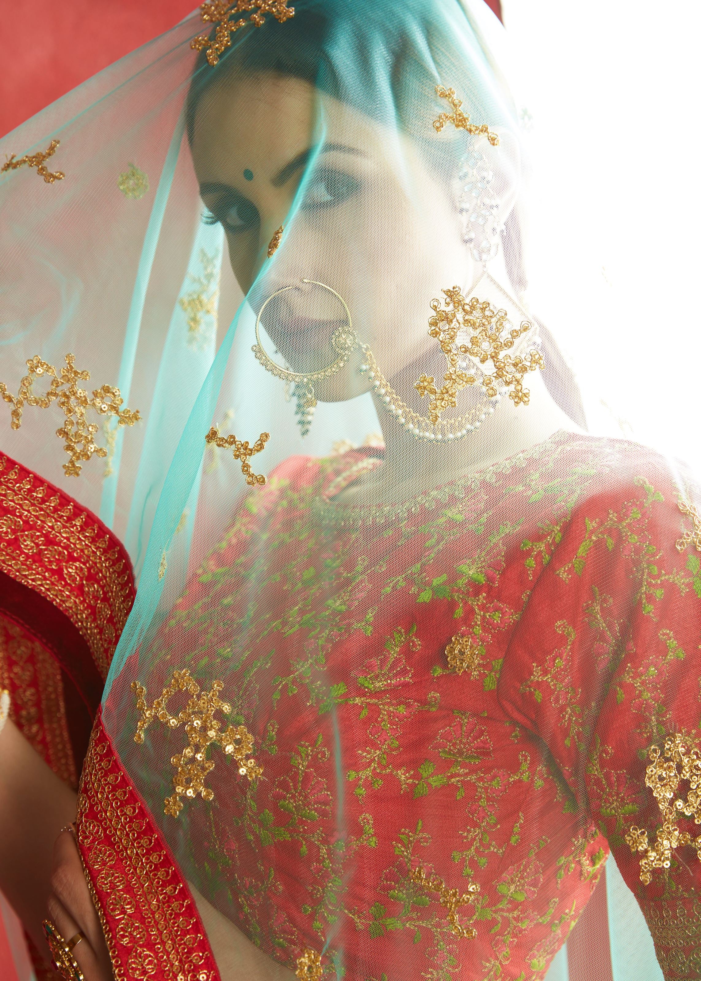 Rose Pink Lehenga Choli With Floral Print, Dori, Zari And Sequins Embroidery