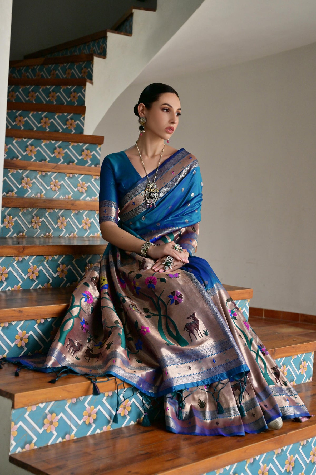 Royal Blue Banarasi Silk Saree with Rich Paithani Weaving