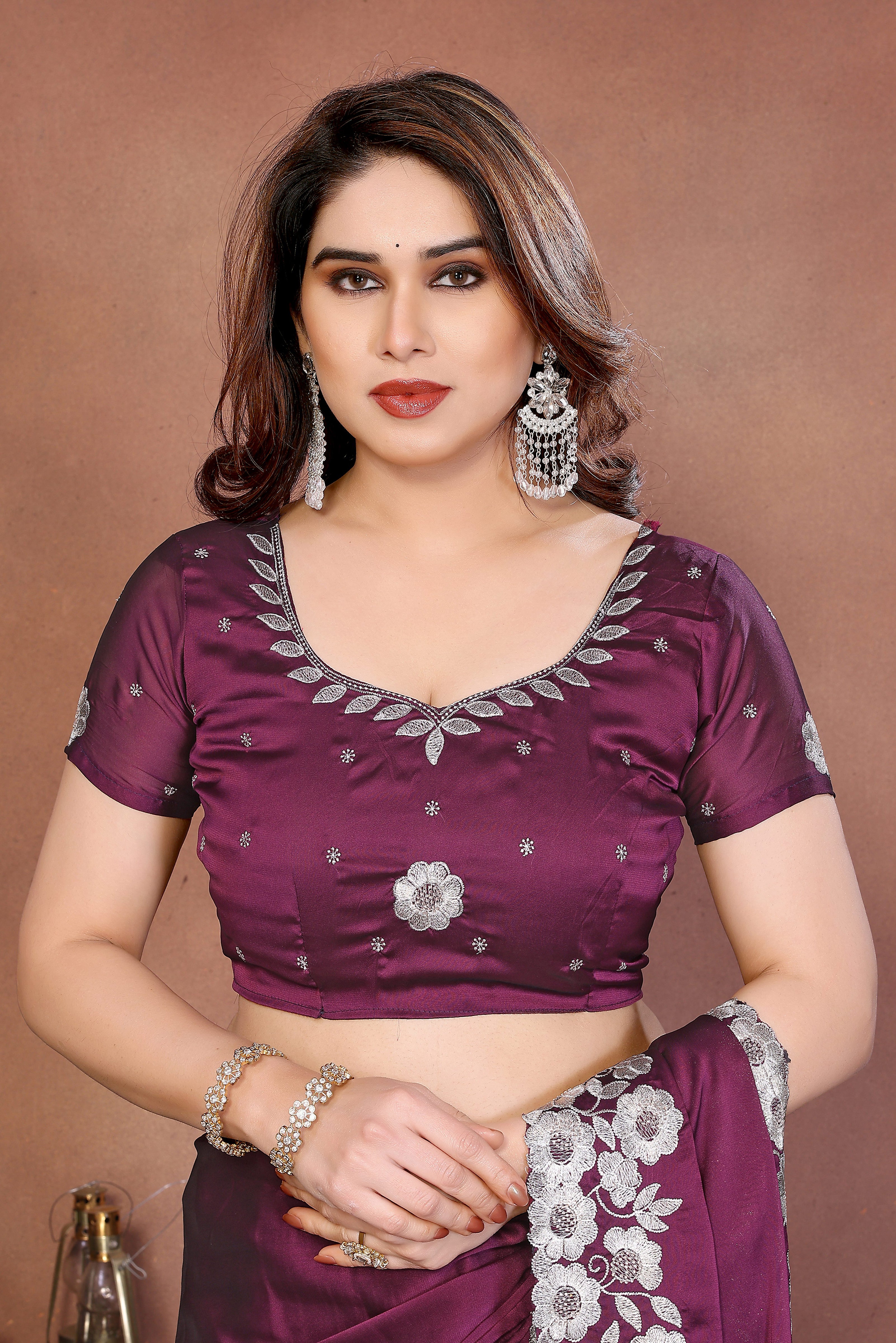 Royal Purple Rangoli Silk Saree with Elegant Thread Work