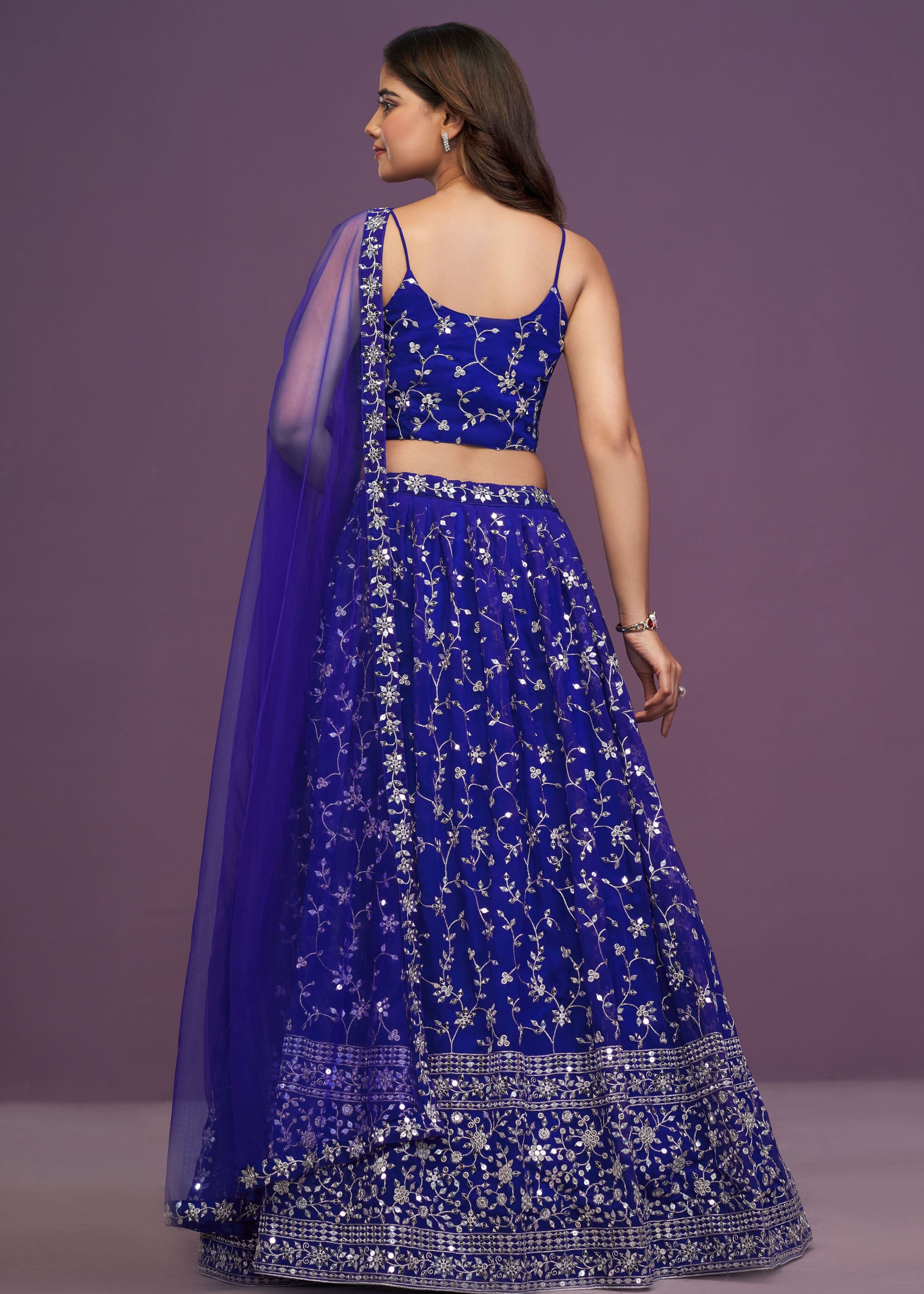 Royalblue Georgette Sequence Embroidery Work Lehenga Choli