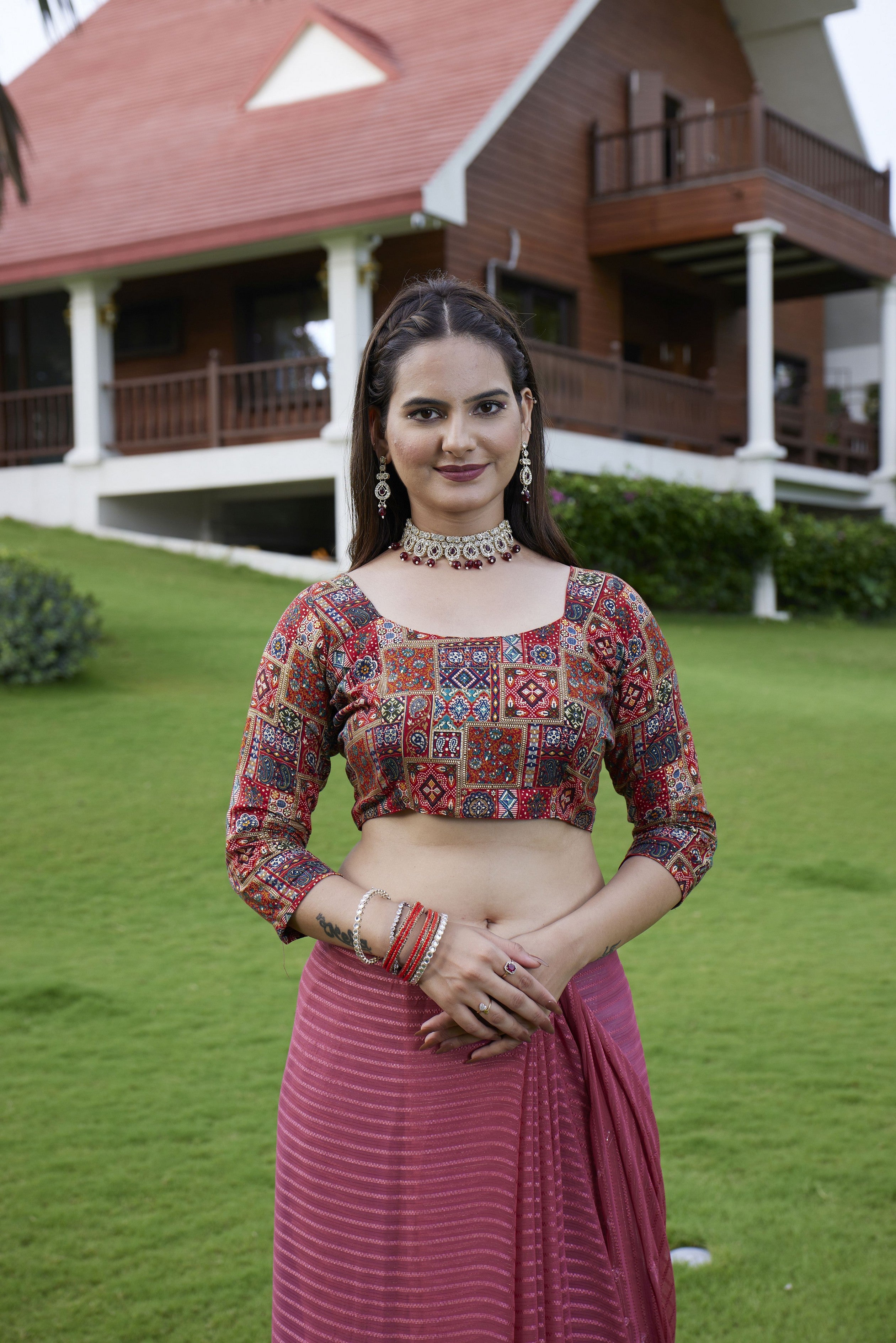 Rust Beautiful Designer Girlie Trendy Saree