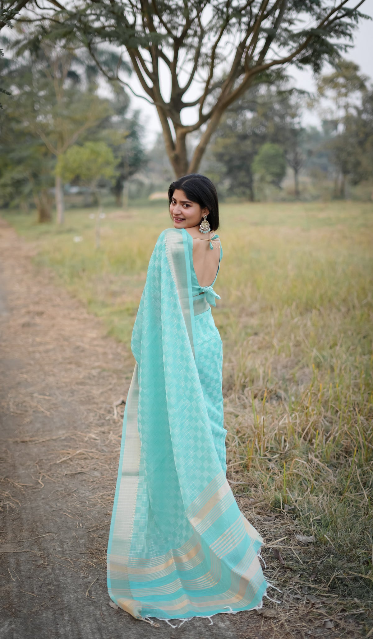 Sea Green Kalyani Silk Zari Woven Saree