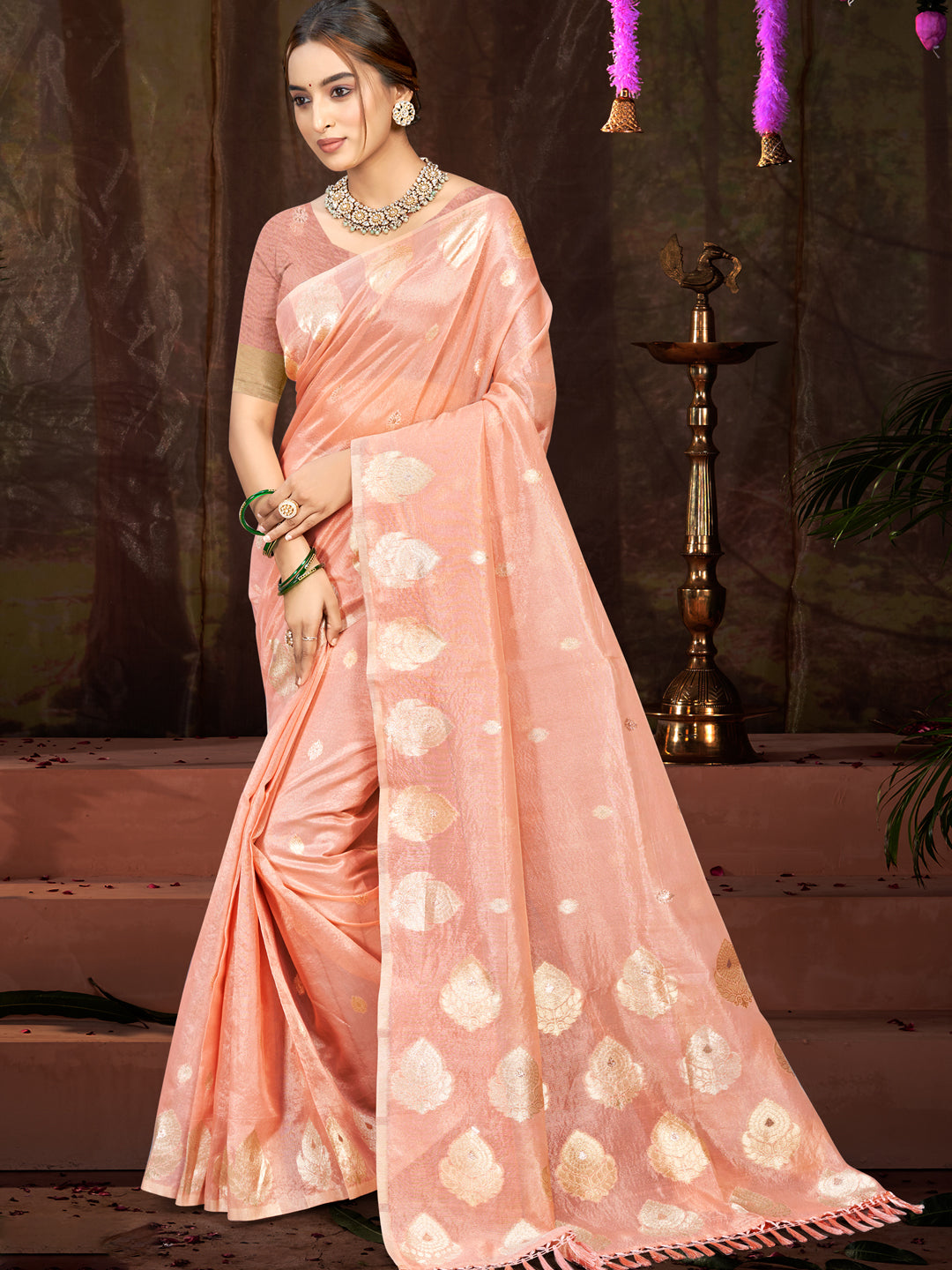Serene Golden Munga kota Festival Saree for Women
