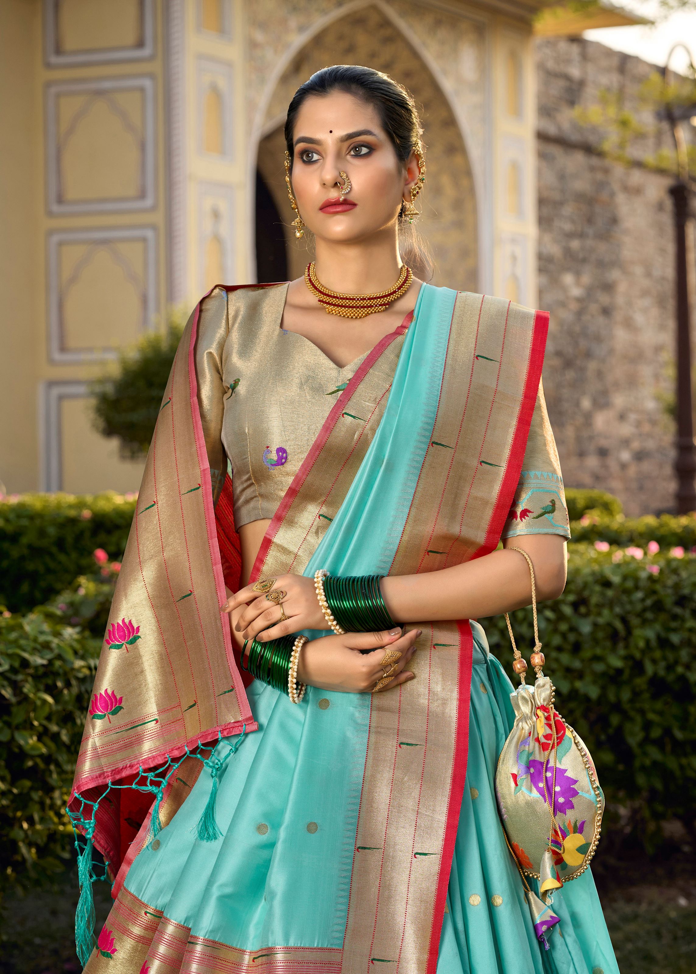 Sky Blue Perfection Traditional Jacquard Silk Lehenga With Timeless Zari Elegance