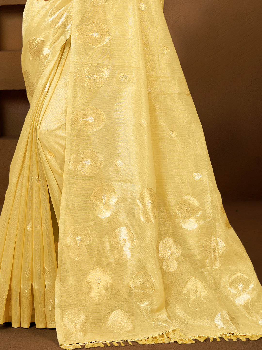 Stylish Yellow Munga kota Festival Saree for Women