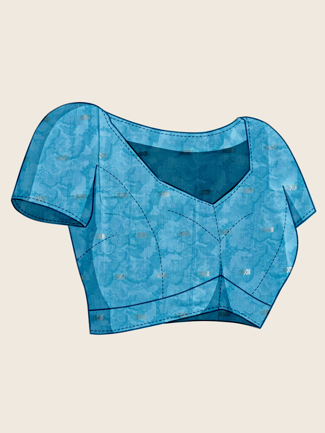 Tea Blue Cotton Woven Border Designer And Printed Ceremonial Saree