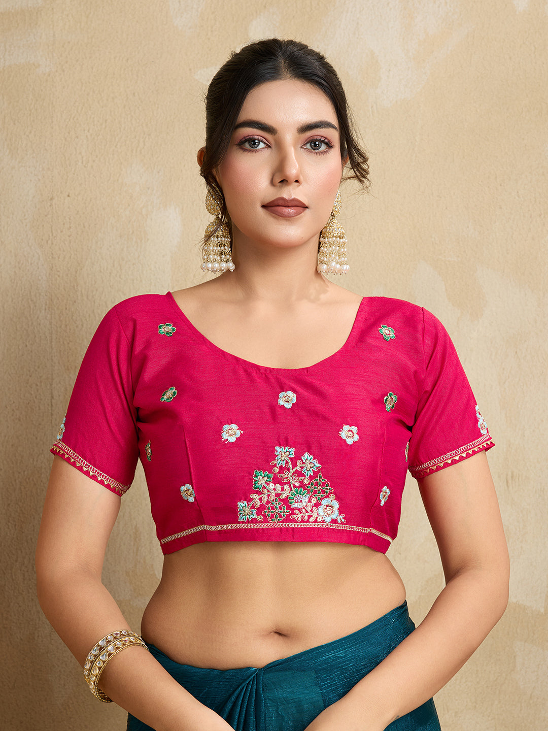 Teal Blue Designer Embroidery Work Frendy Chiffon Wedding Ceremony Special Saree