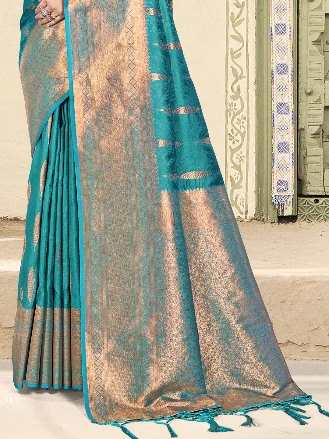 Teal Green Color Festival Wear Silk Saree