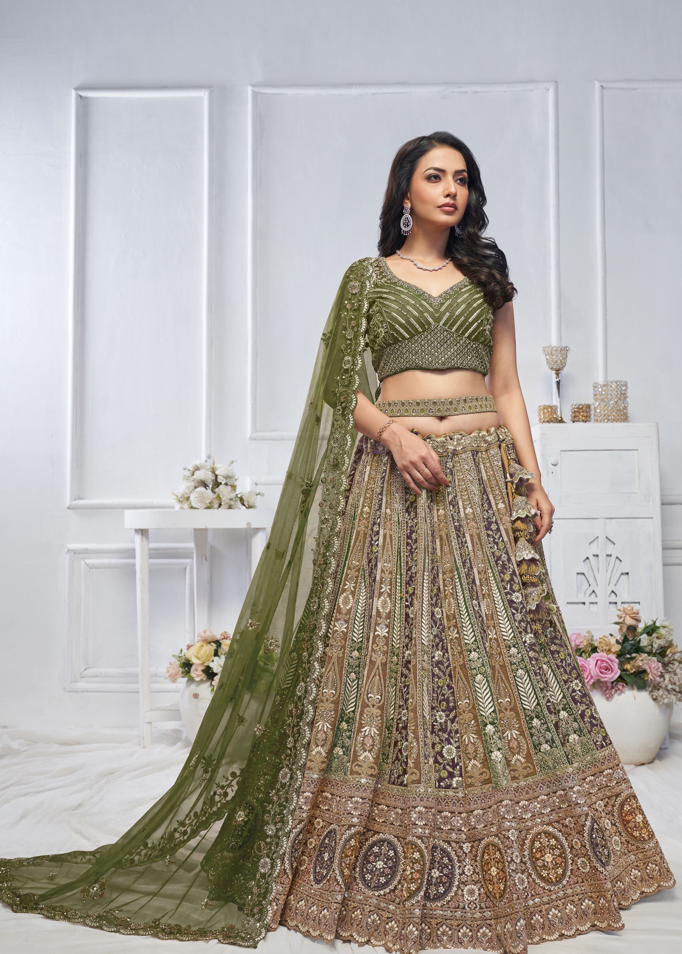 The Grandeur Green Bridal Lehenga Choli