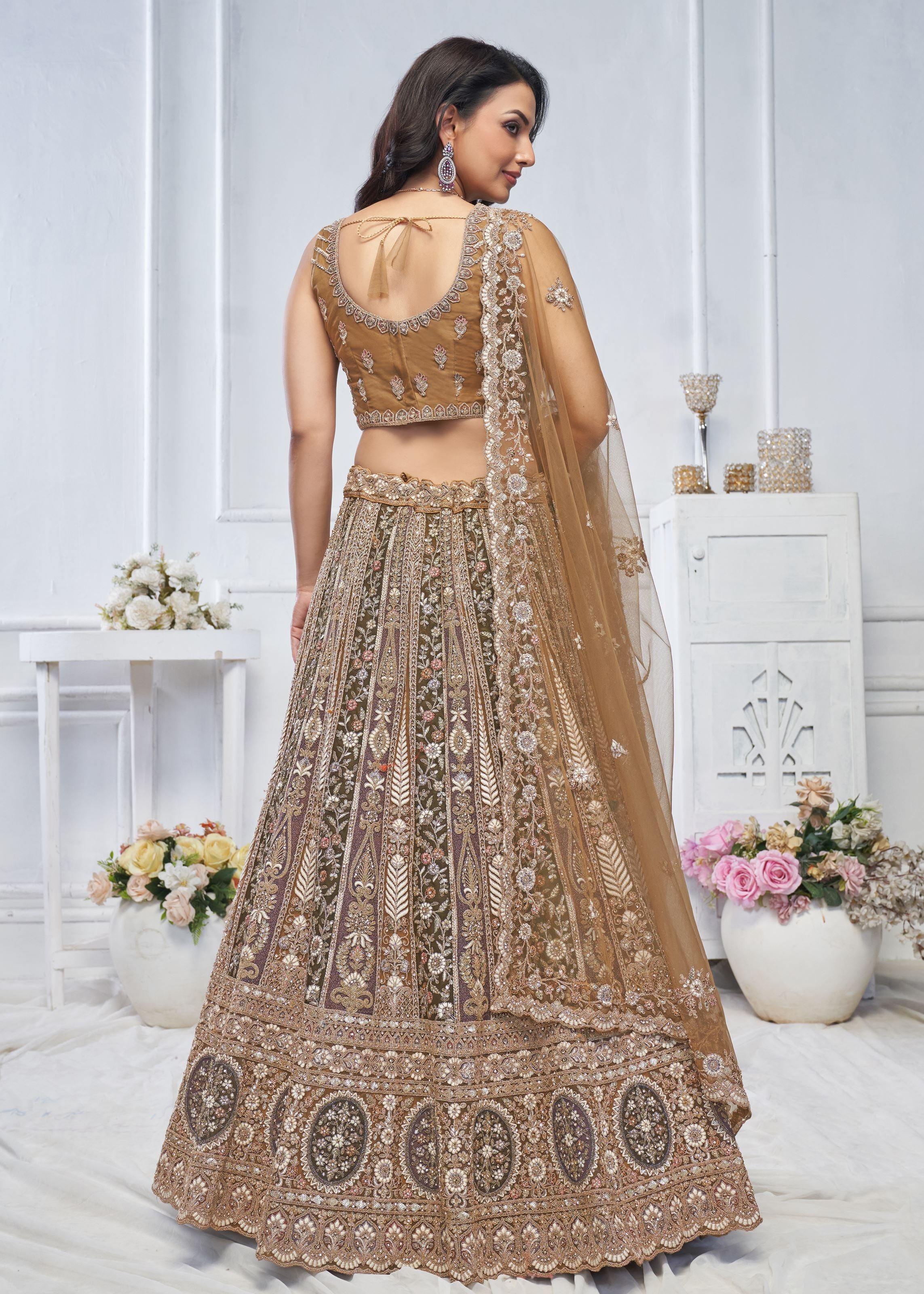 The Majestic Brown Bridal Lehenga Choli