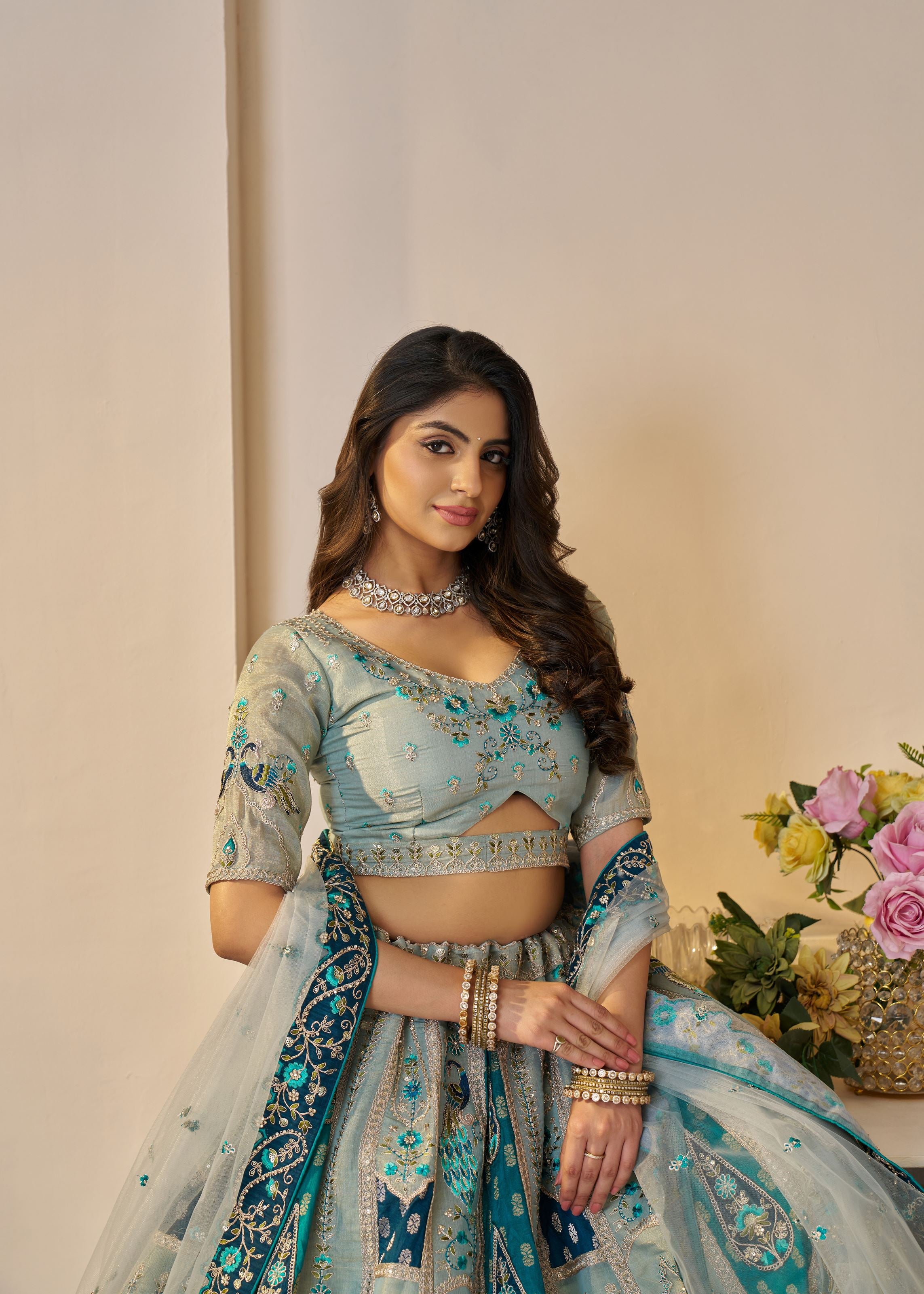 The Rajsi Haathi Collection: Marvelous Blue Indian Bridal Lehenga