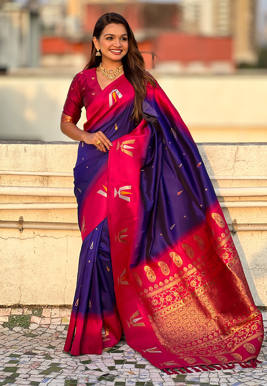 Traditional Woven Balaji Tilak Designer Woven Soft Silk Blue Saree