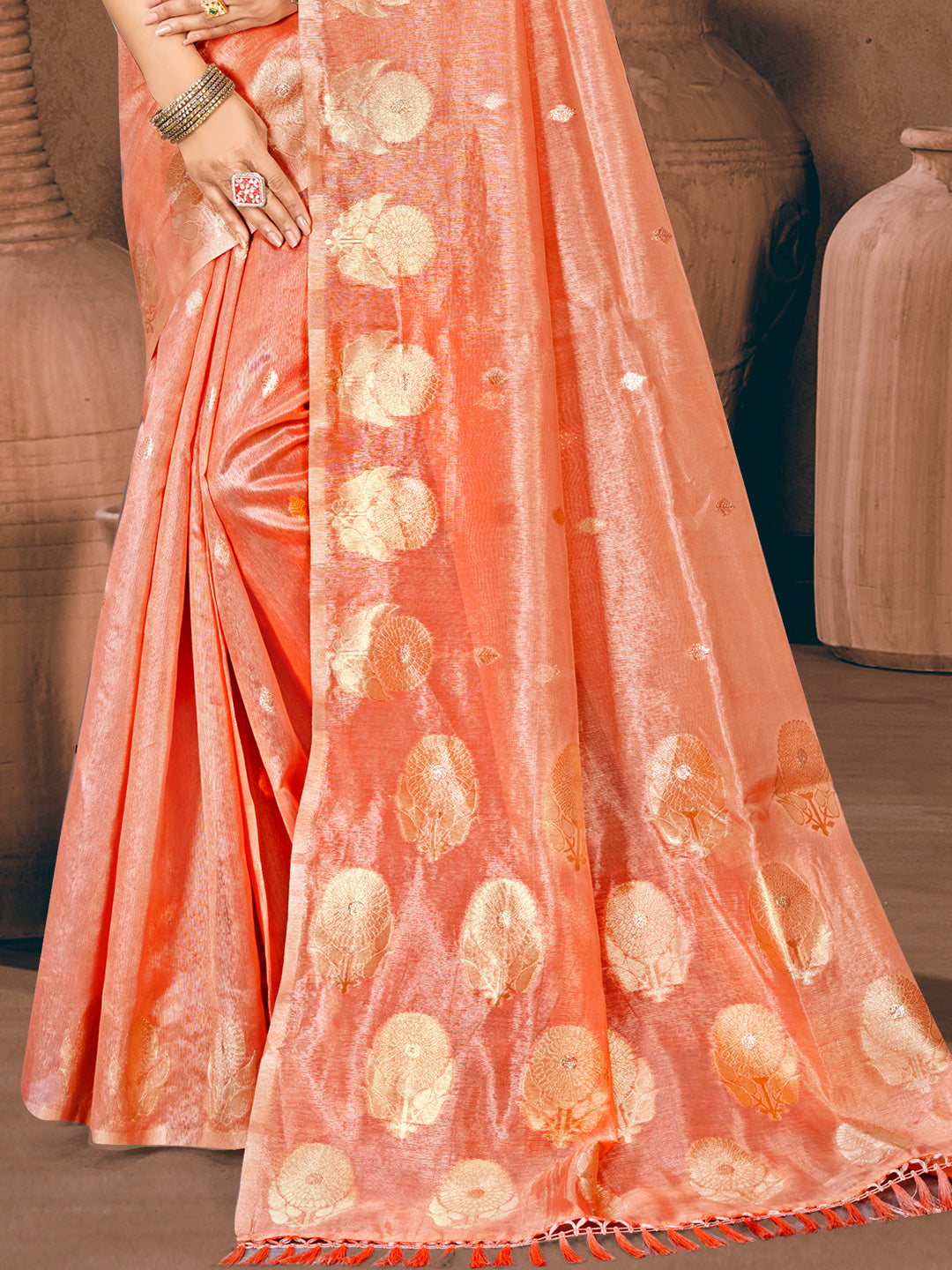 Vibrant Golden Munga kota Festival Saree for Women