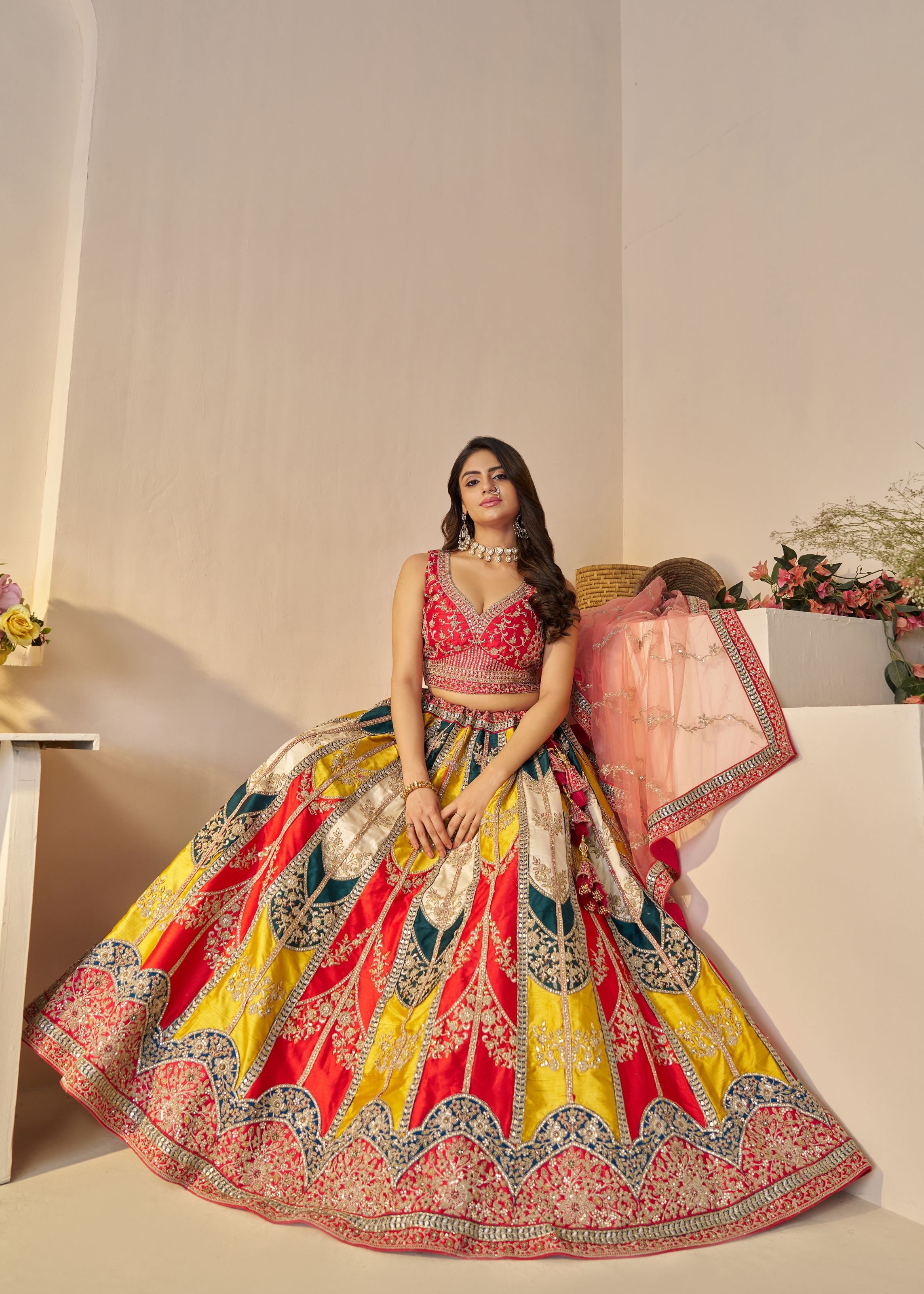 Vibrant Multicolor Zari Work Lehenga Perfect Bridal & Haldi Lehenga