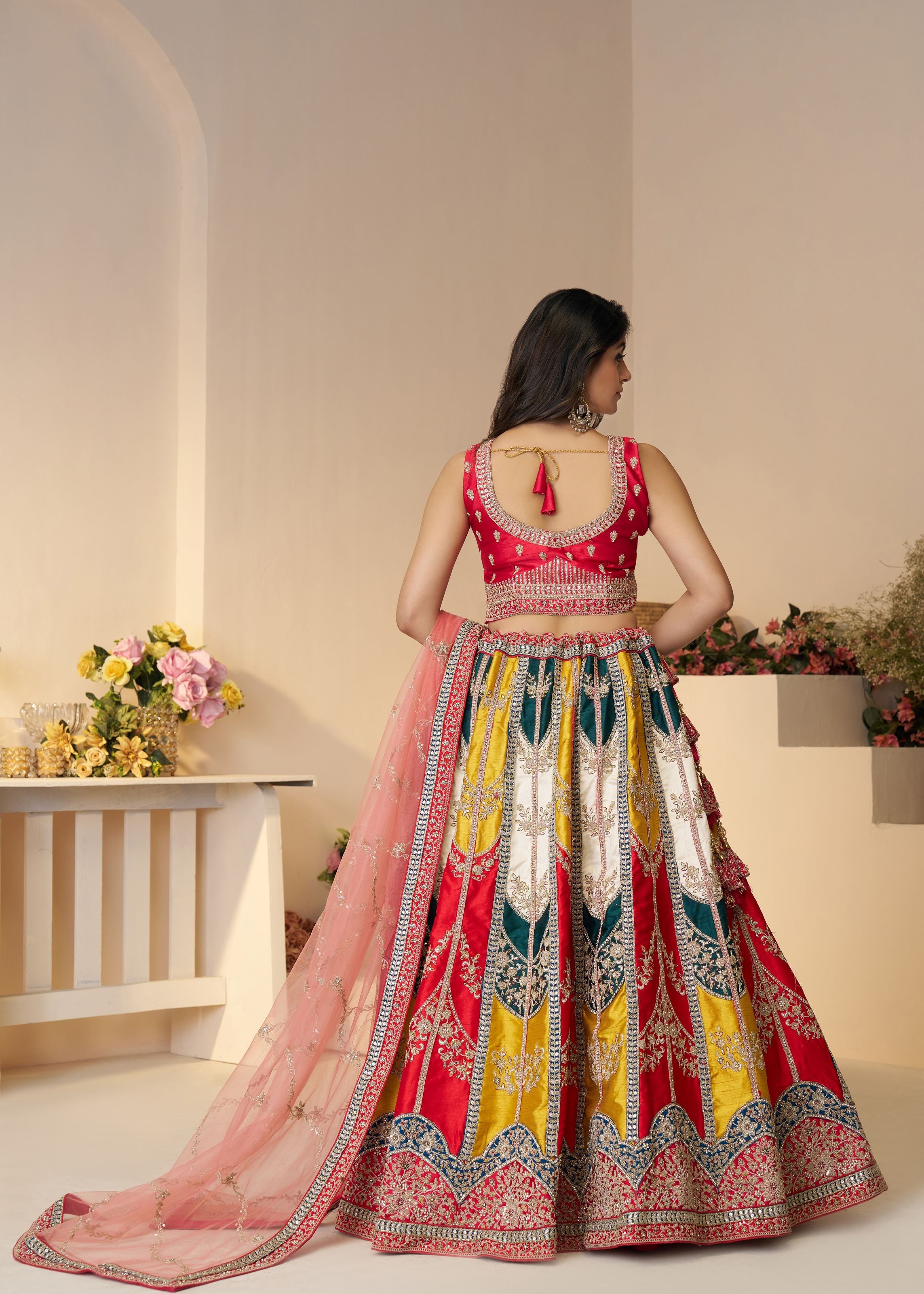 Vibrant Multicolor Zari Work Lehenga Perfect Bridal & Haldi Lehenga