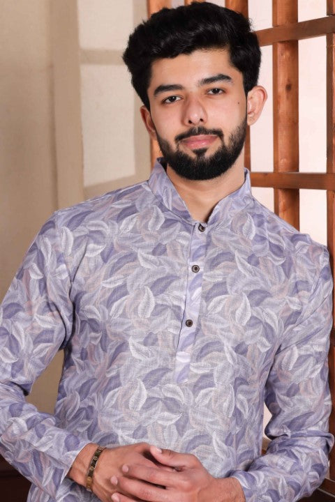 Violet Linen Digital Printed Graceful Kurta Pajama