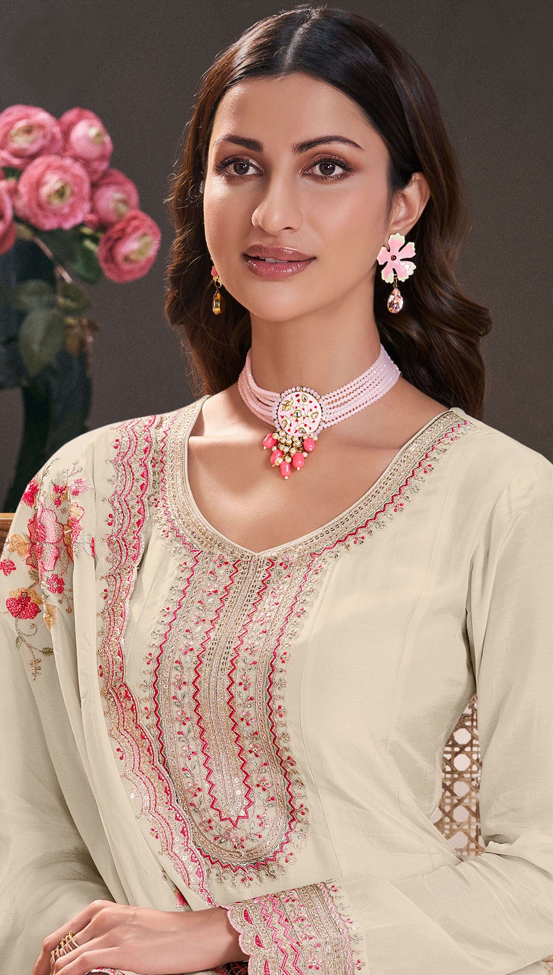 White Anarkali Suit With Heavy Embroidery Work