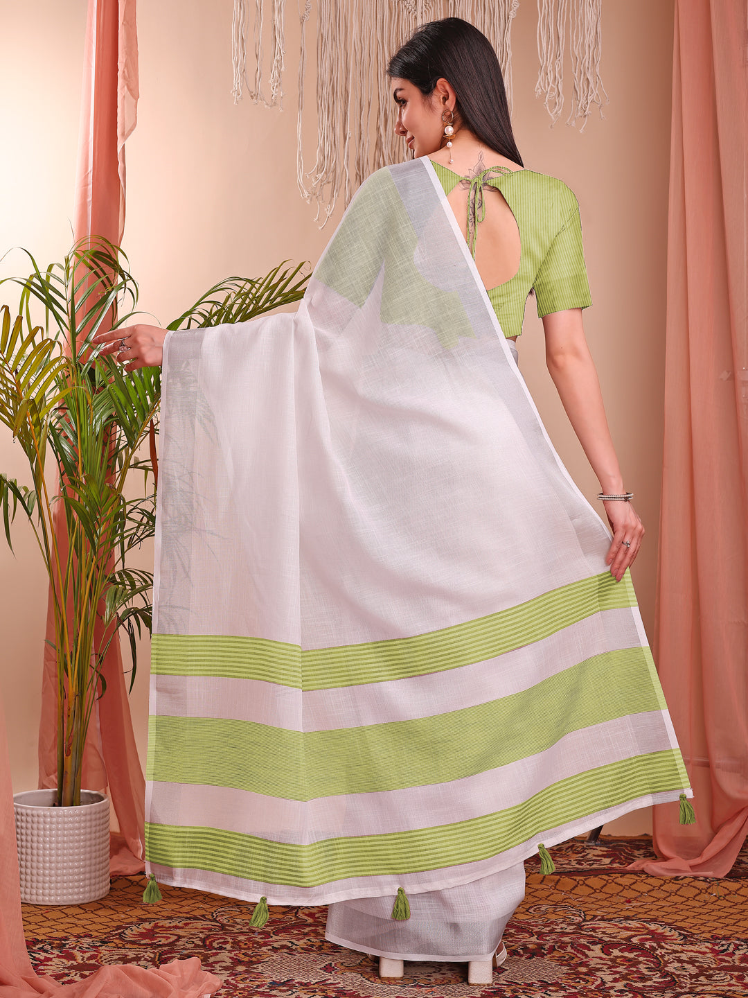White Beautiful Summer Special Sophisticated Ethnic Saree