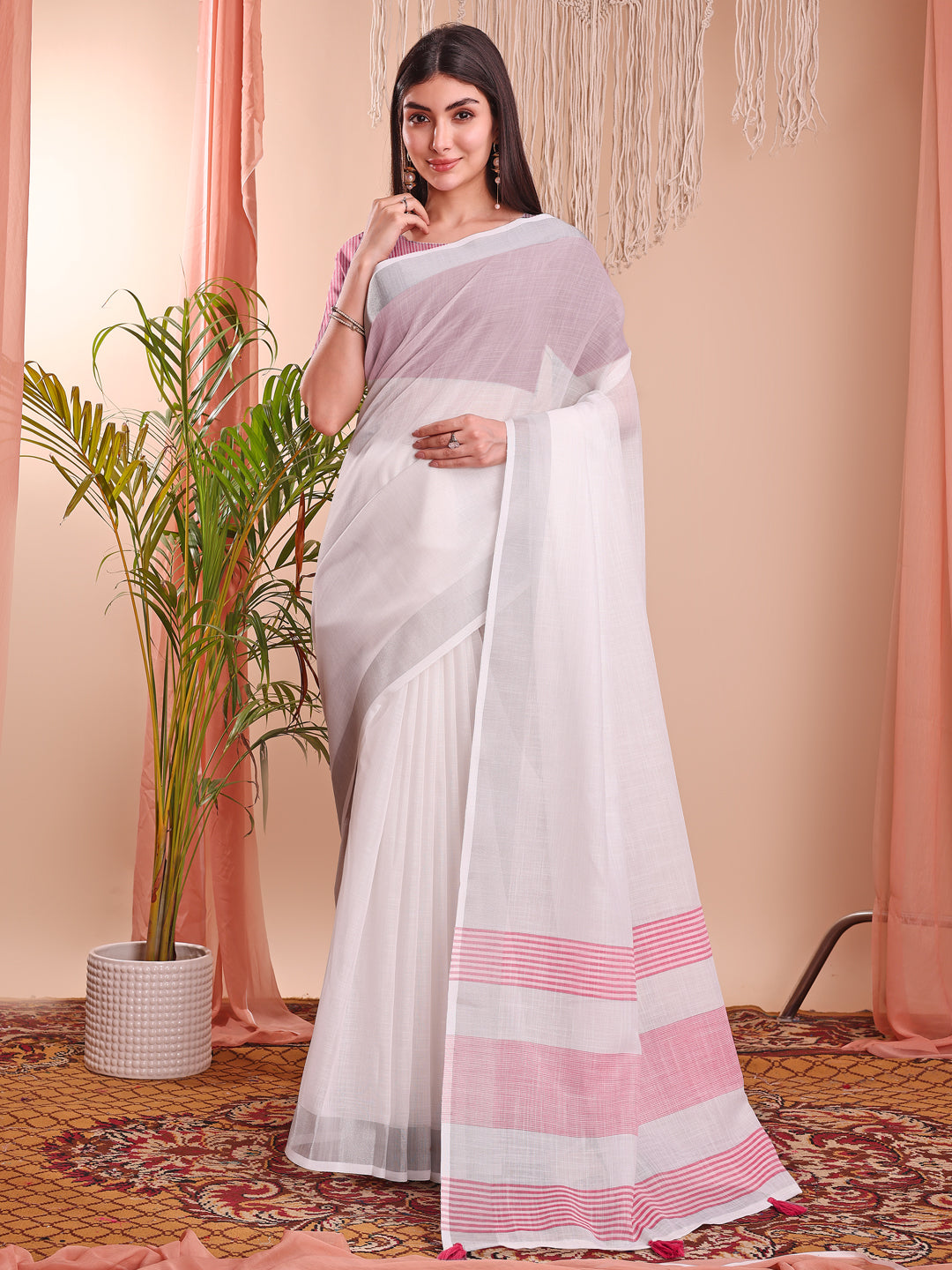 White Beautiful Summer Special Sophisticated Ethnic Saree