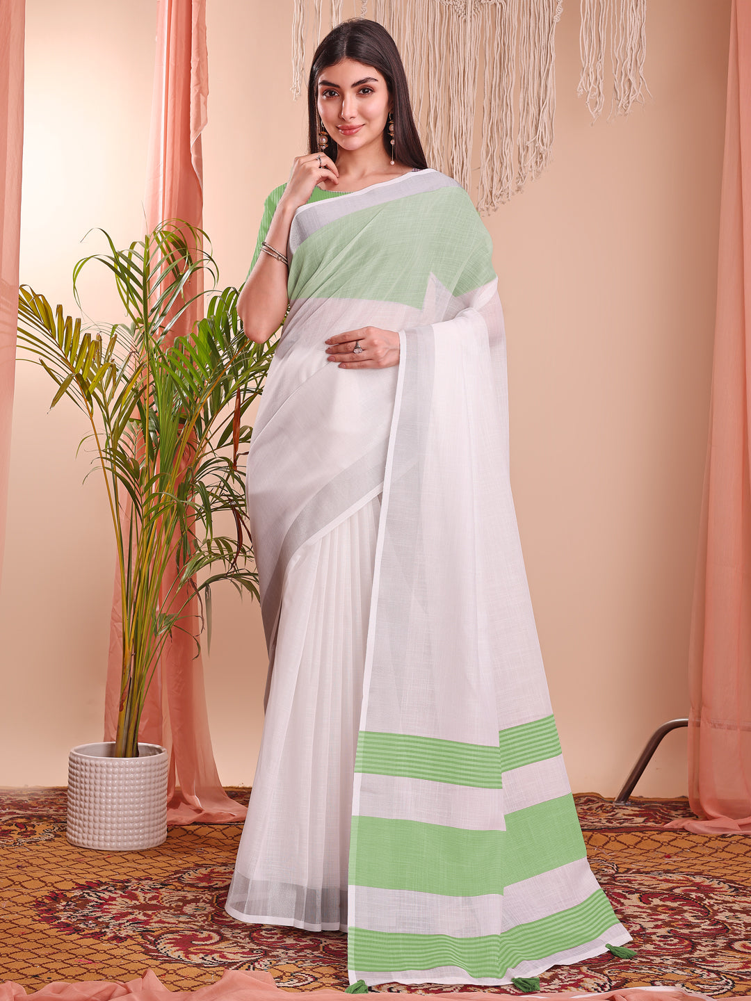 White Beautiful Summer Special Sophisticated Ethnic Saree