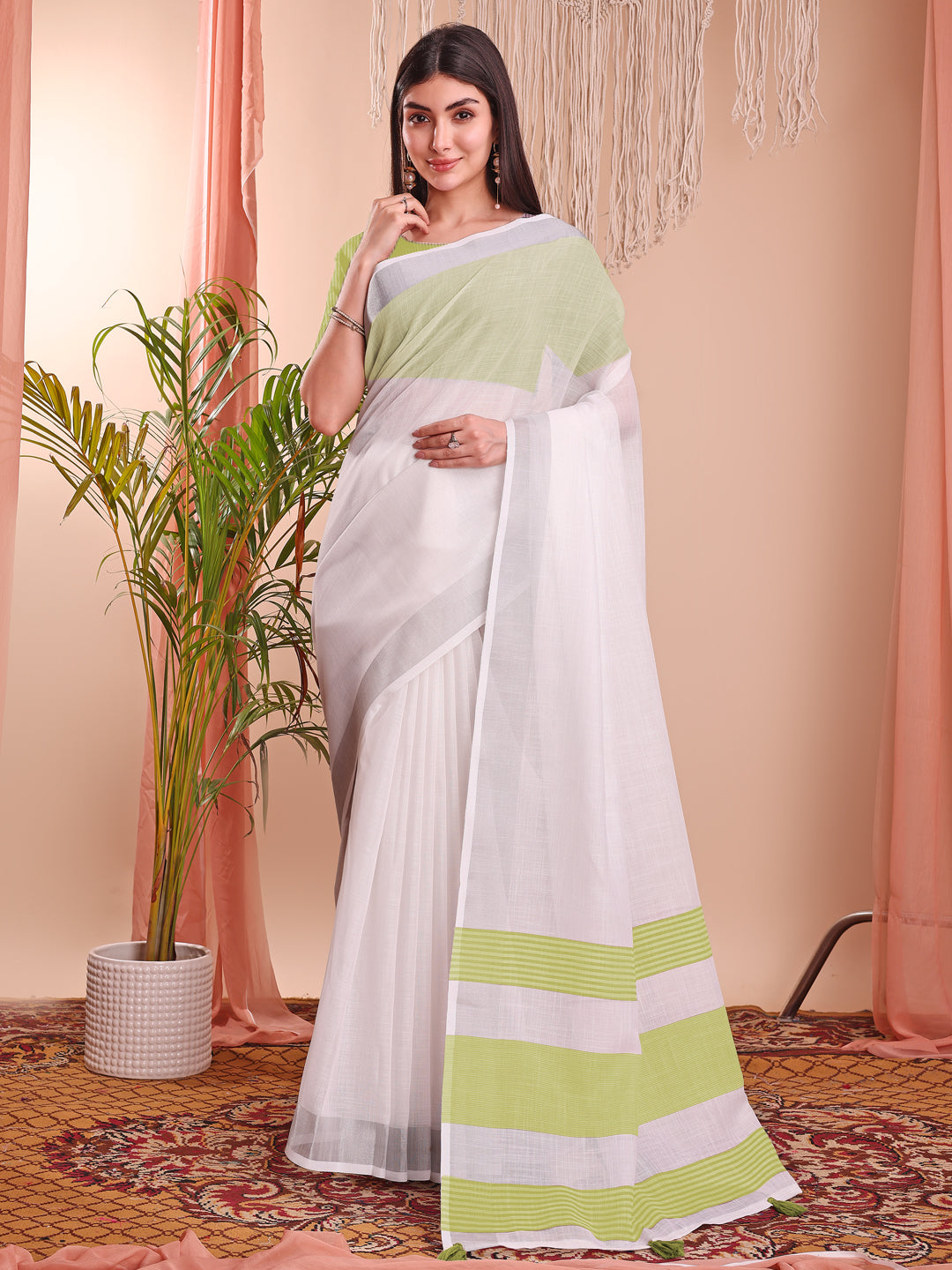 White Beautiful Summer Special Sophisticated Ethnic Saree