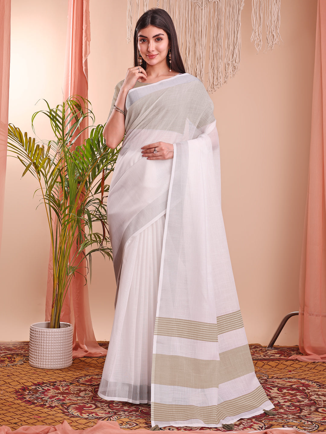 White Beautiful Summer Special Sophisticated Ethnic Saree