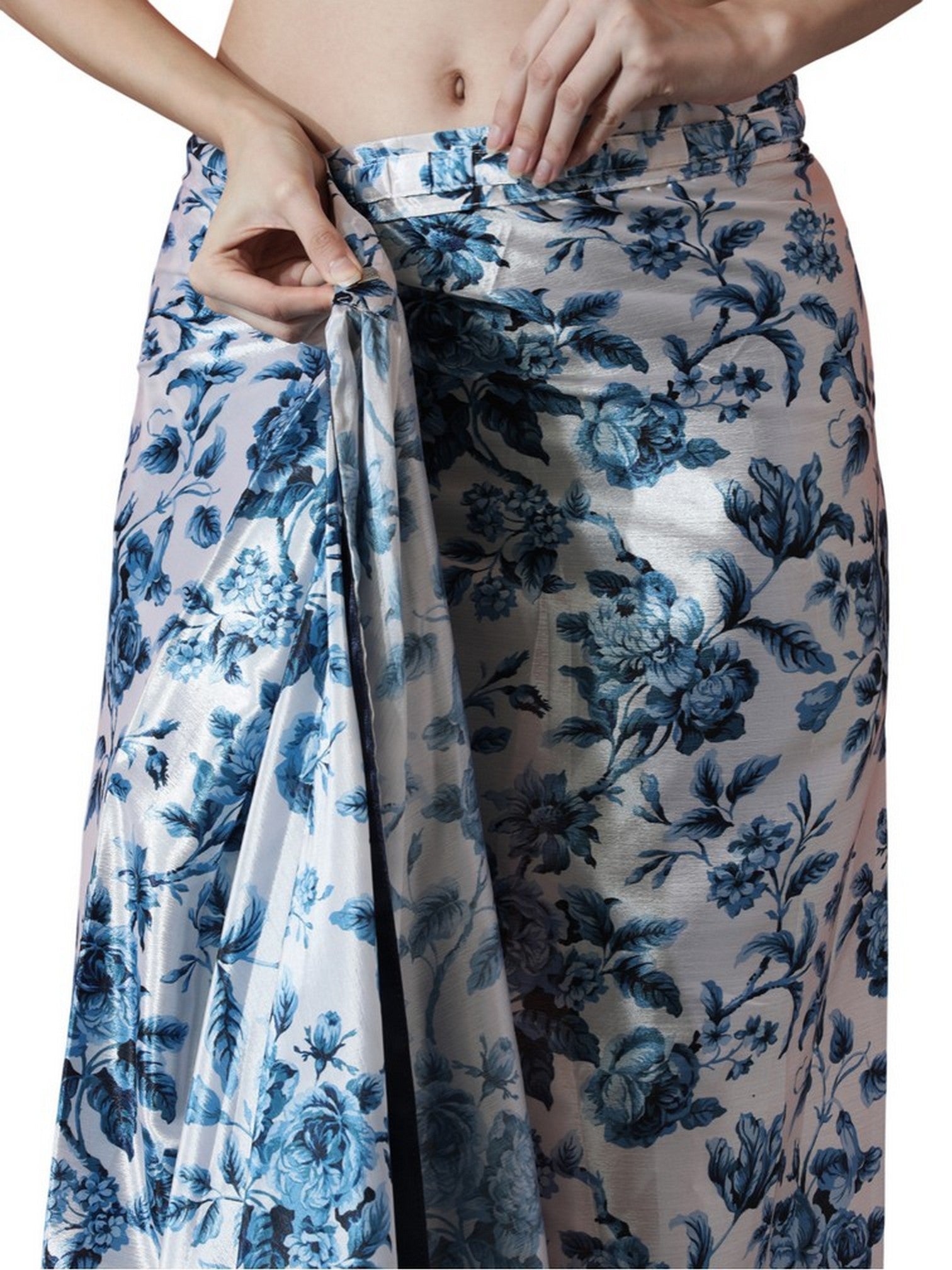 White Chinnon Partywear Printed Girlie Ready To Wear Saree