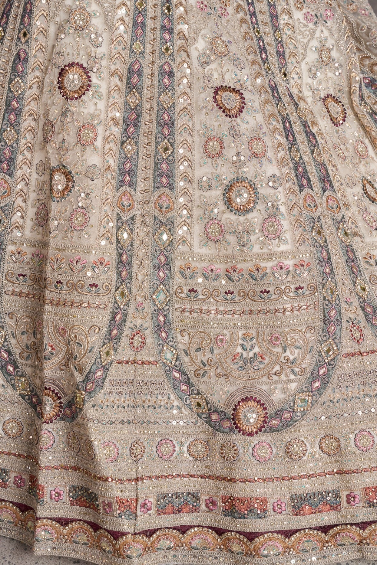 White Net Floral Embroidered Luxury Bridal Lehenga Choli