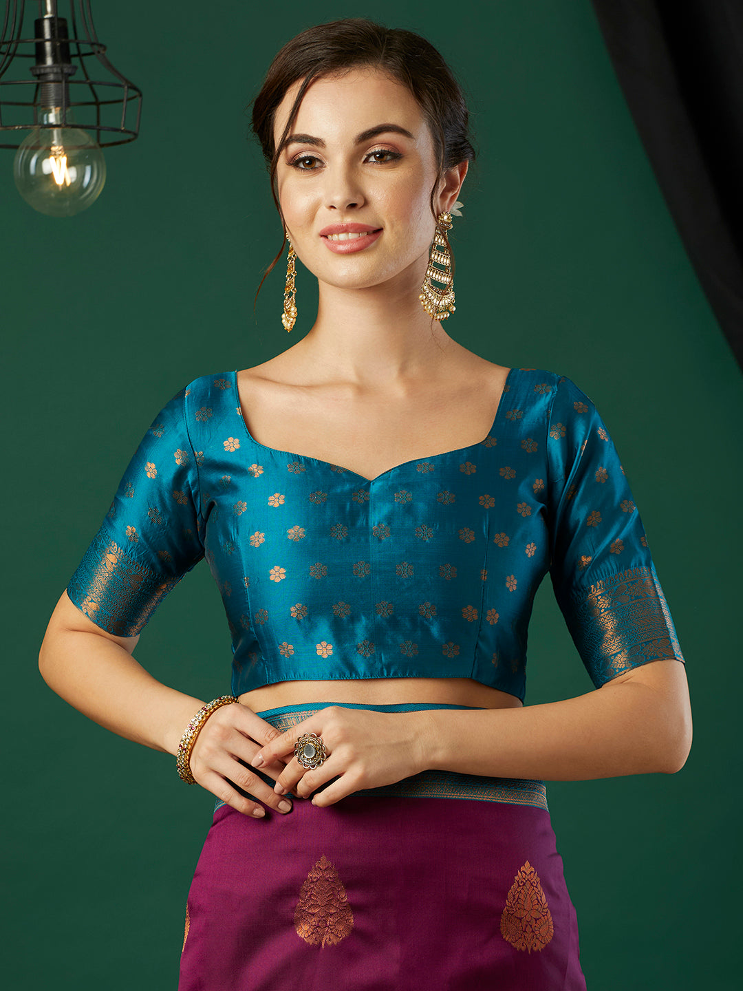 Wine Banarasi Silk Woven Jari Designer Heavy And Ethnic Partywear Saree