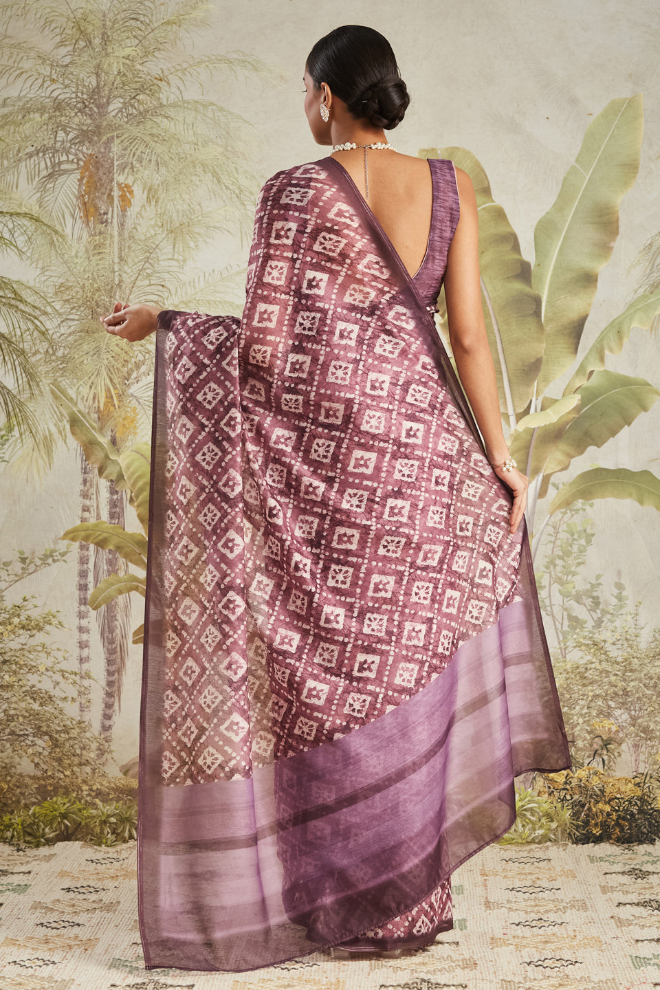 Wine Chanderi Cotton Festive Wear Saree With Smart Digital Print