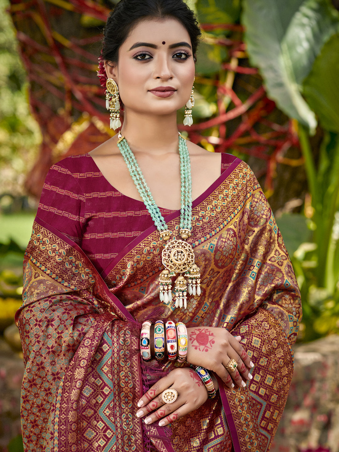 Wine Dharmavaram Silk Saree With Timeless Grace and Elegant Charm