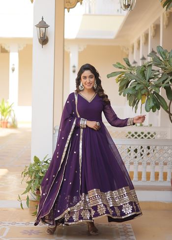 Wine Faux Blooming Suit With Sequins Embroidered Multi-Sequins work