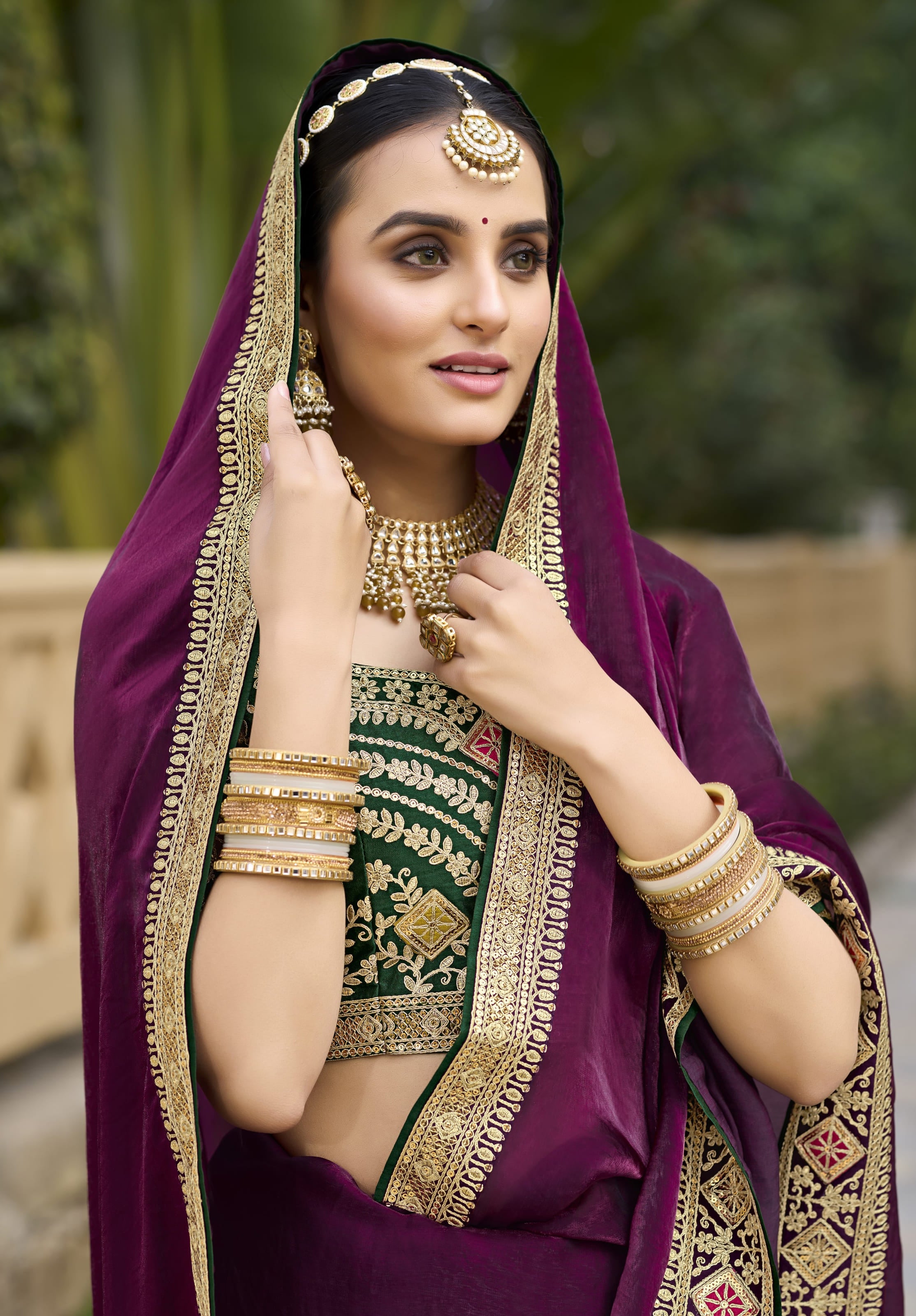 Wine Georgette Plain Saree With Embroidered Lace Border