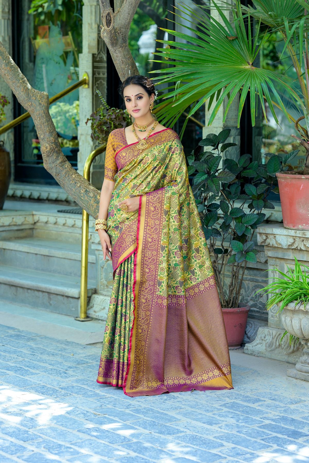Wine Kanjivaram Saree with Zari Woven Design and Pallu