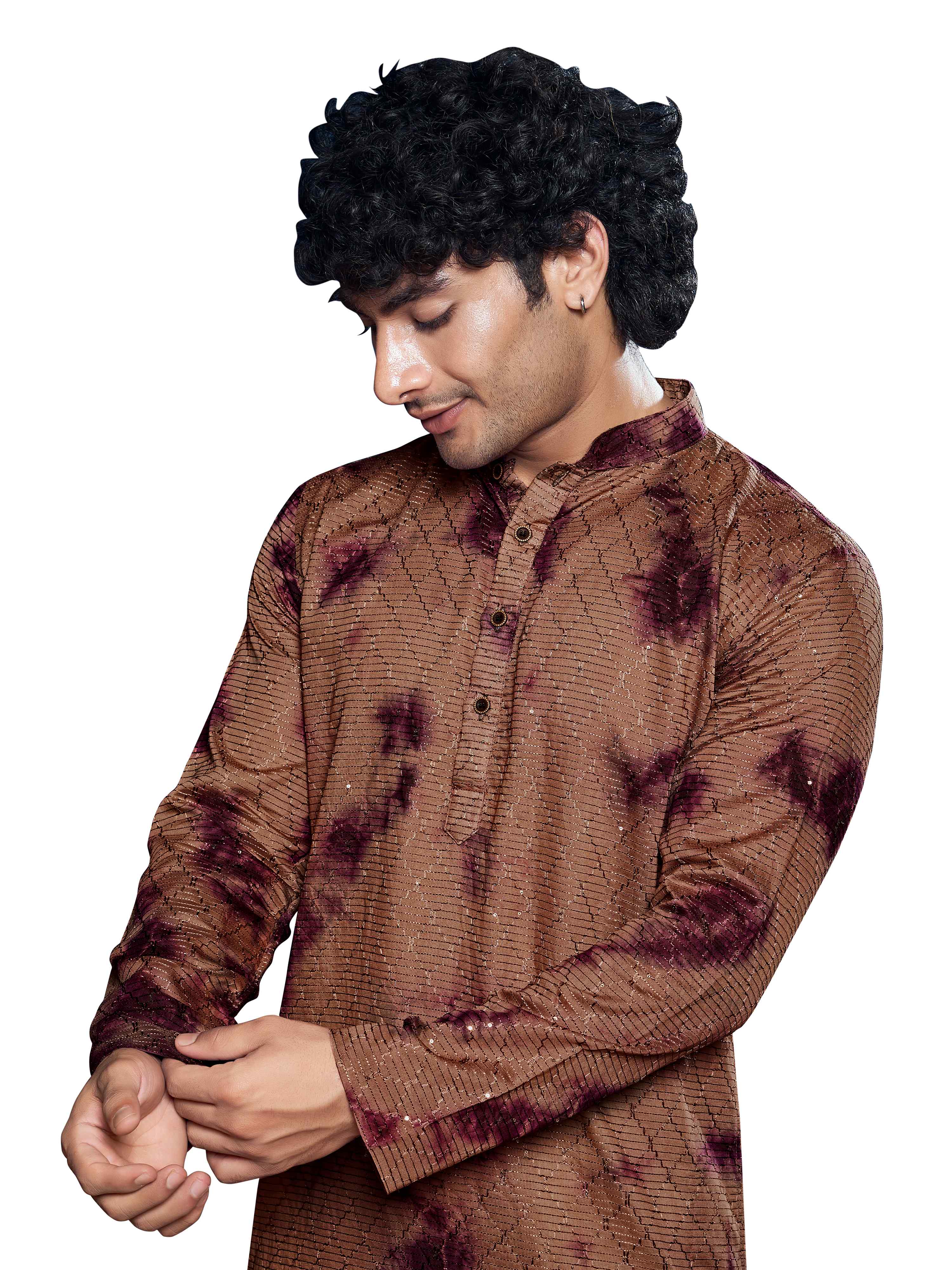 Wine Kurta Payjama with Sequins Detailing – Premium Partywear Look