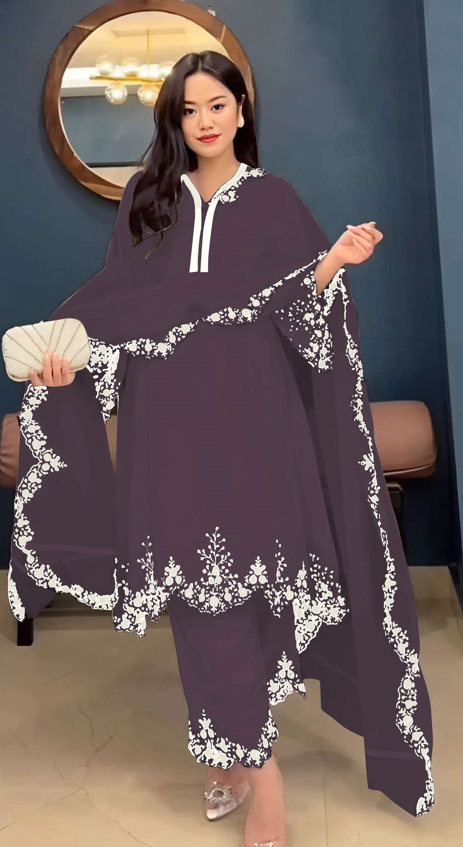 Wine Pakistani Salwar Suit With Heavy Embroidery Work