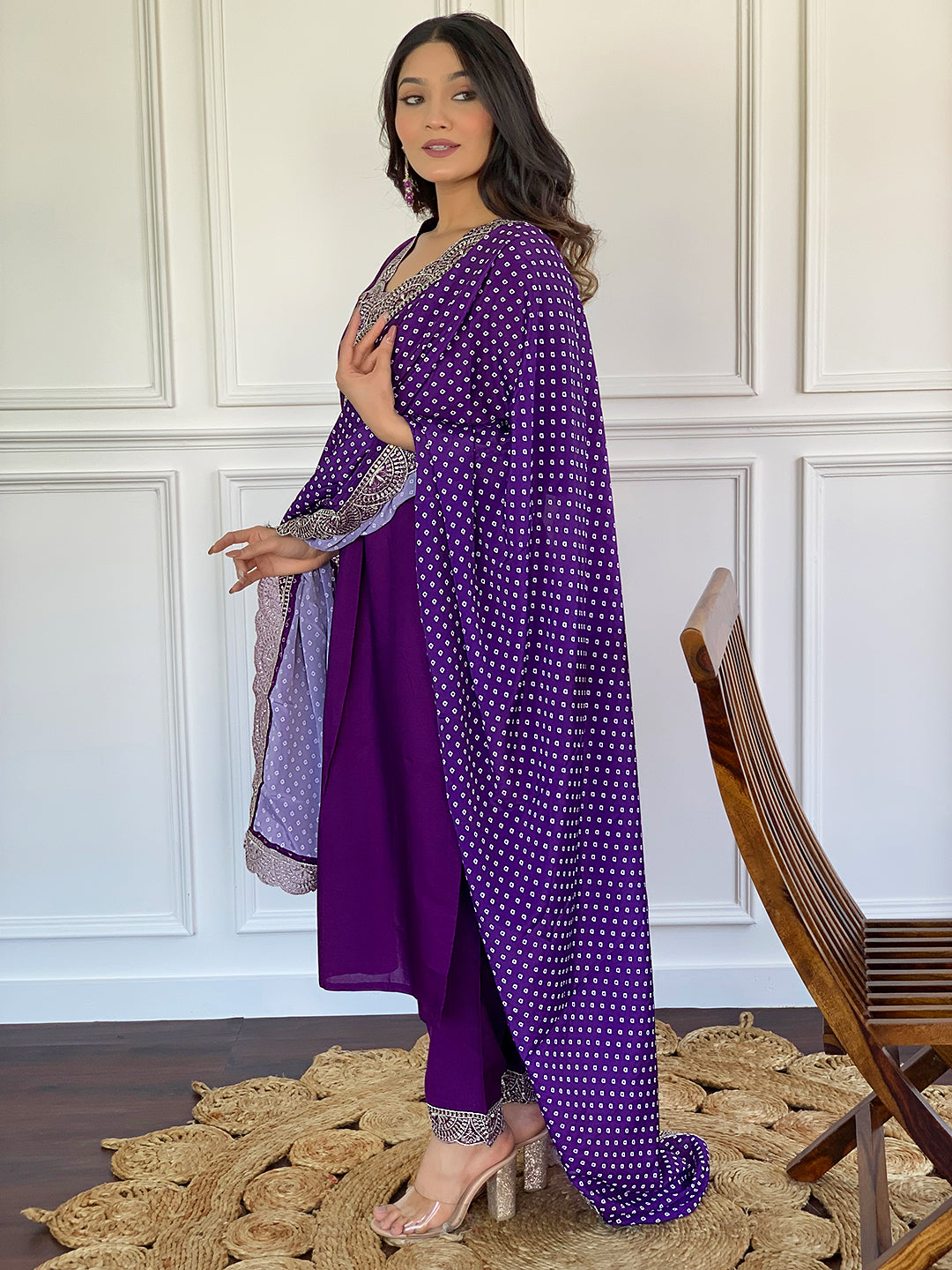 Wine Viscose Elegant Kurta Pant Set With Embroidery Work