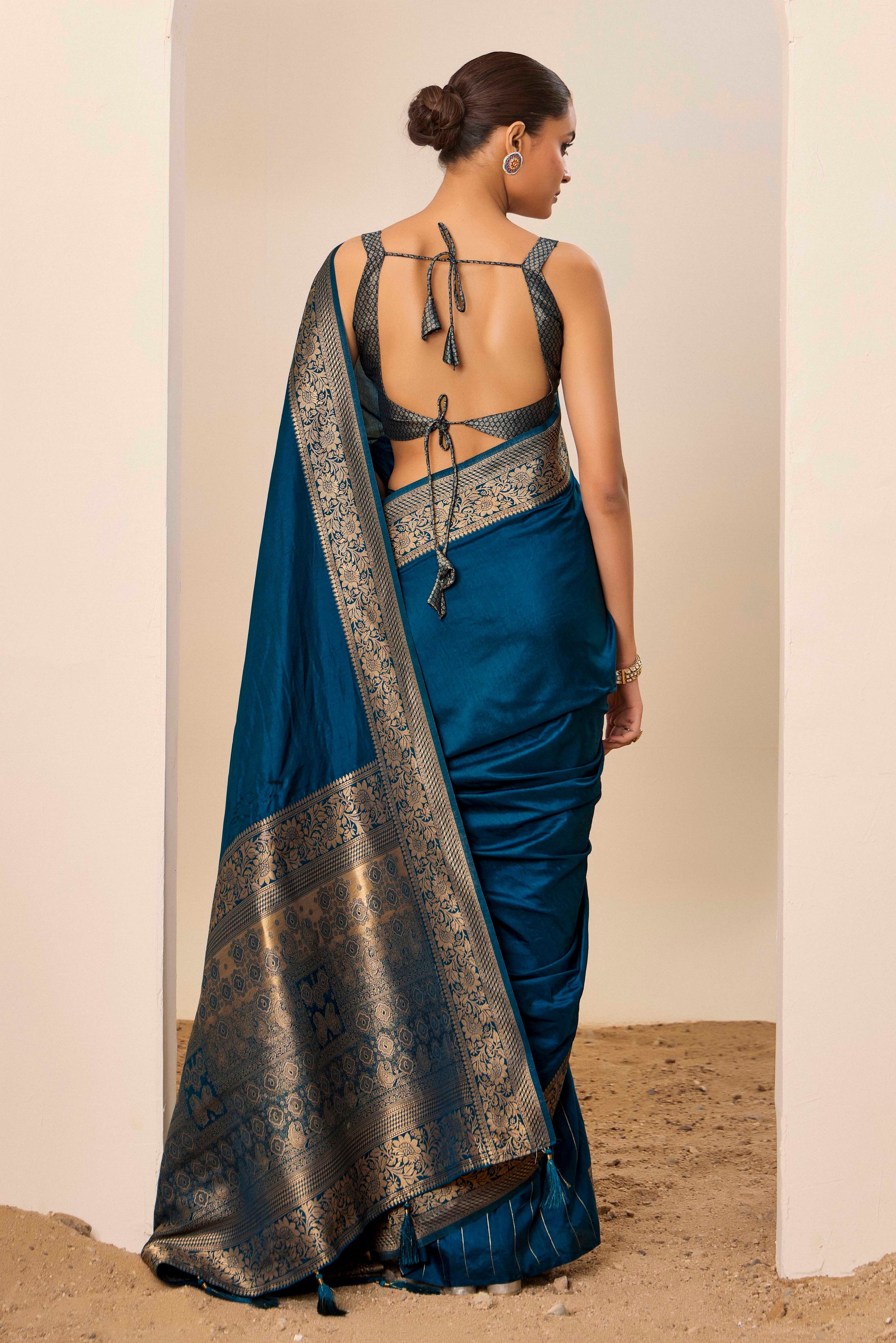 Woven Galla Designer Dolla Silk Graceful Teal Blue Ceremonial Saree