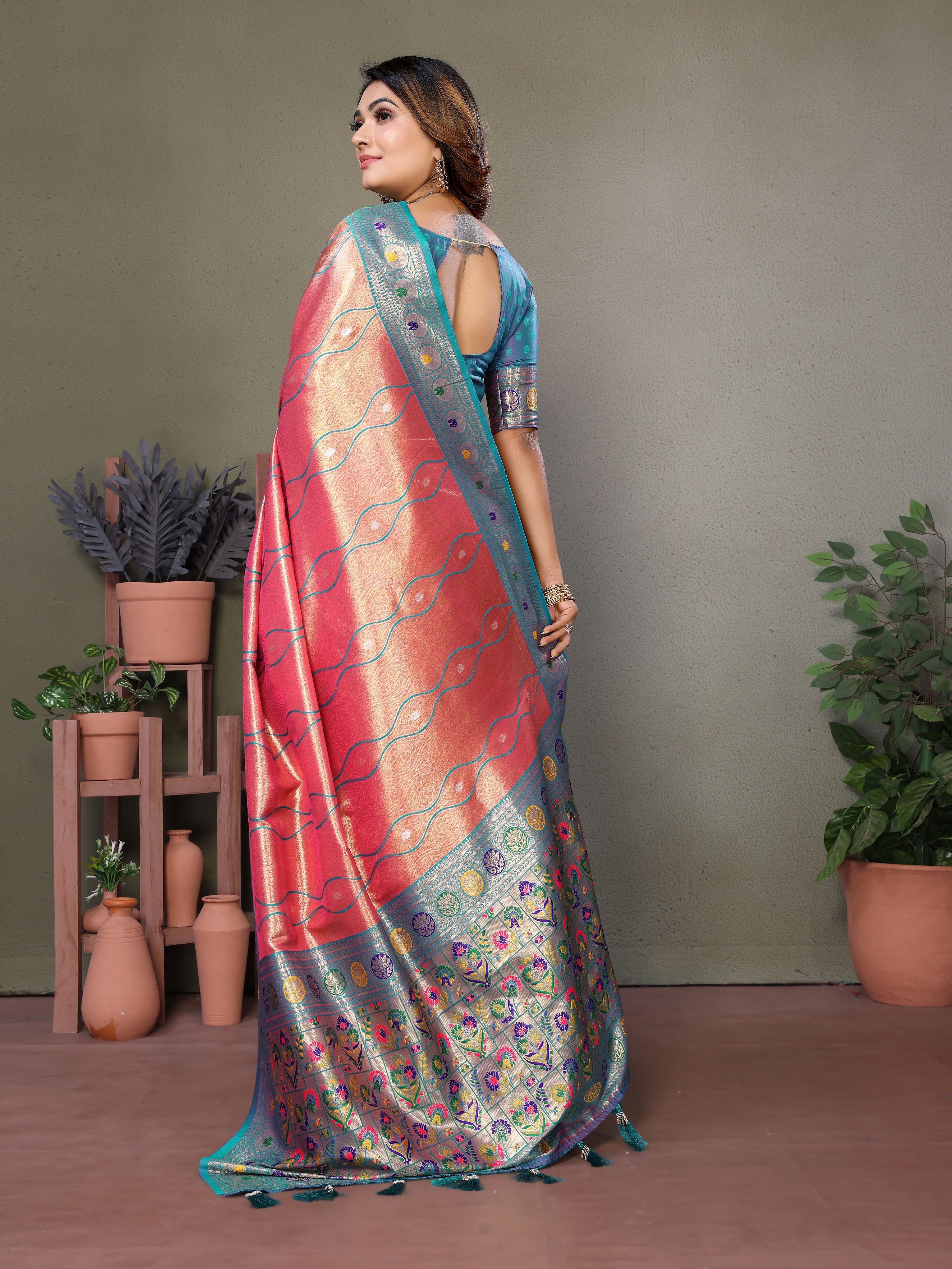 Woven Heavy Designer Banarasi Tissue Silk Red Ethnic Ceremonial Saree