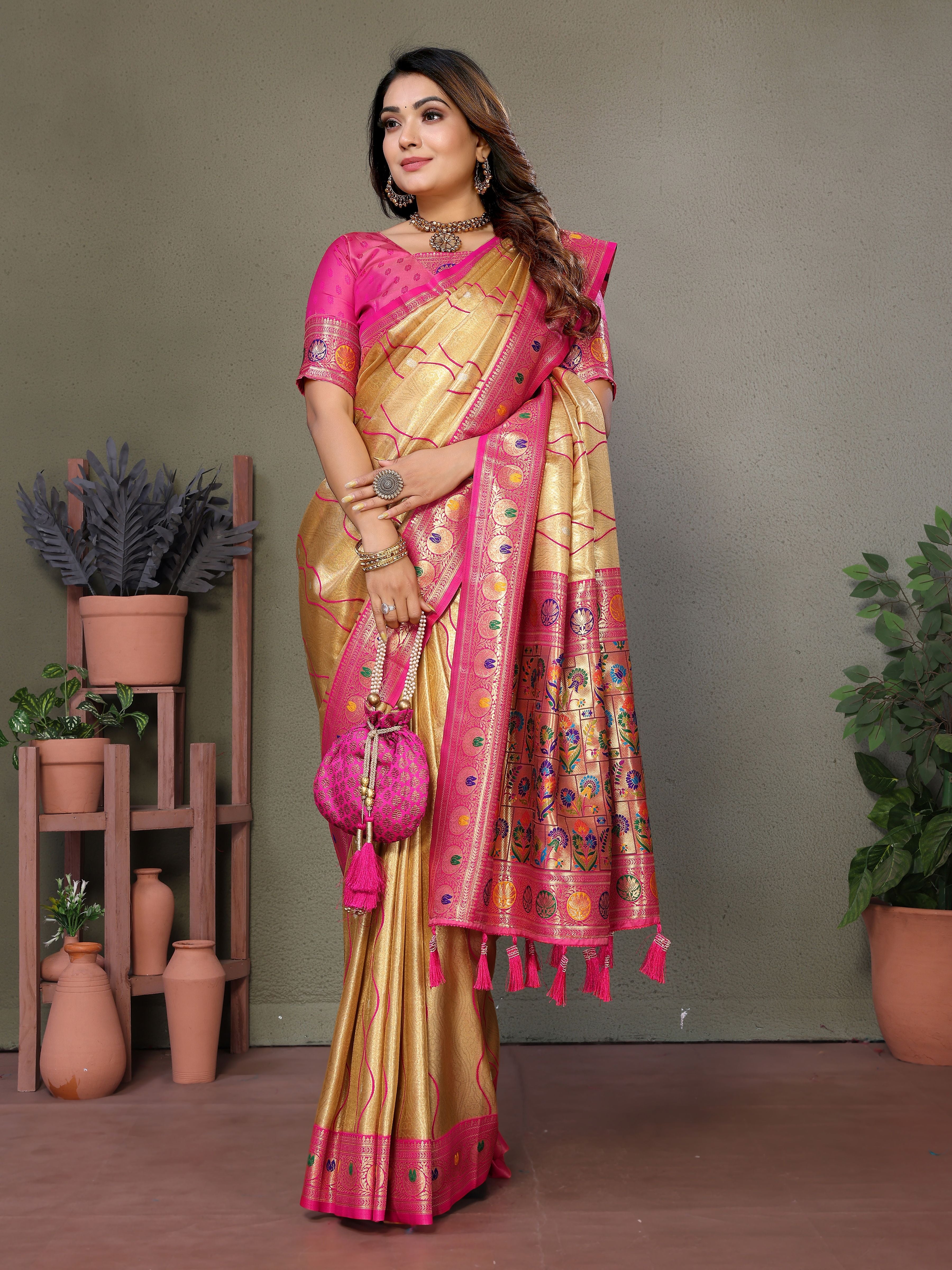 Woven Heavy Designer Banarasi Tissue Silk Yellow Ethnic Ceremonial Saree