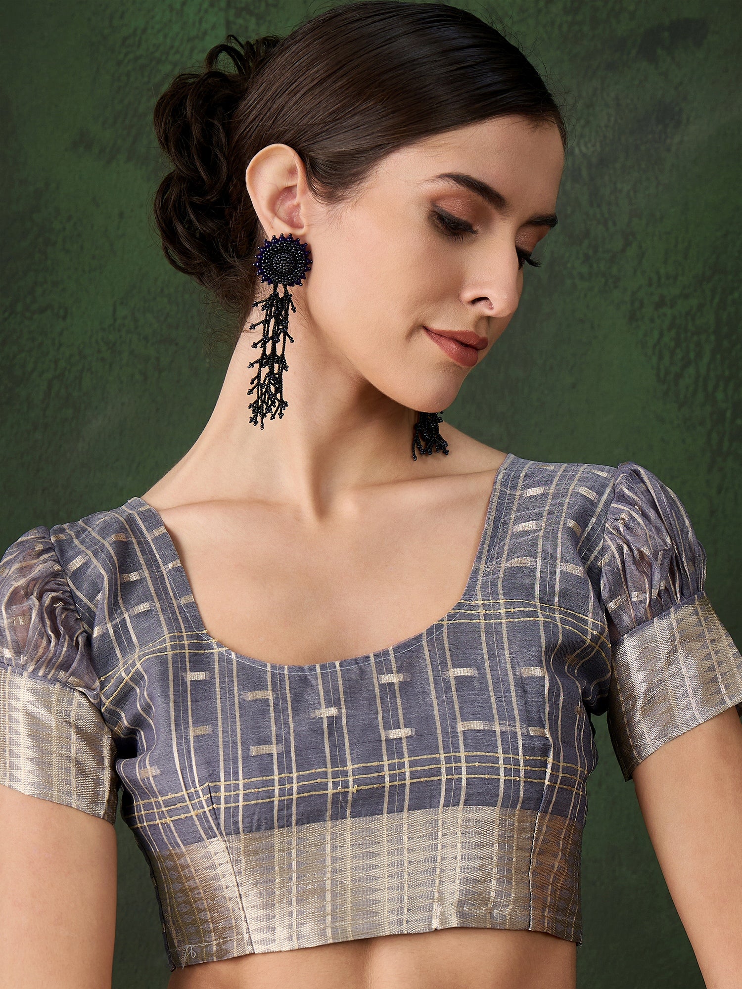 Woven Jacquard Designer Grey Khadi Organza Festive Saree