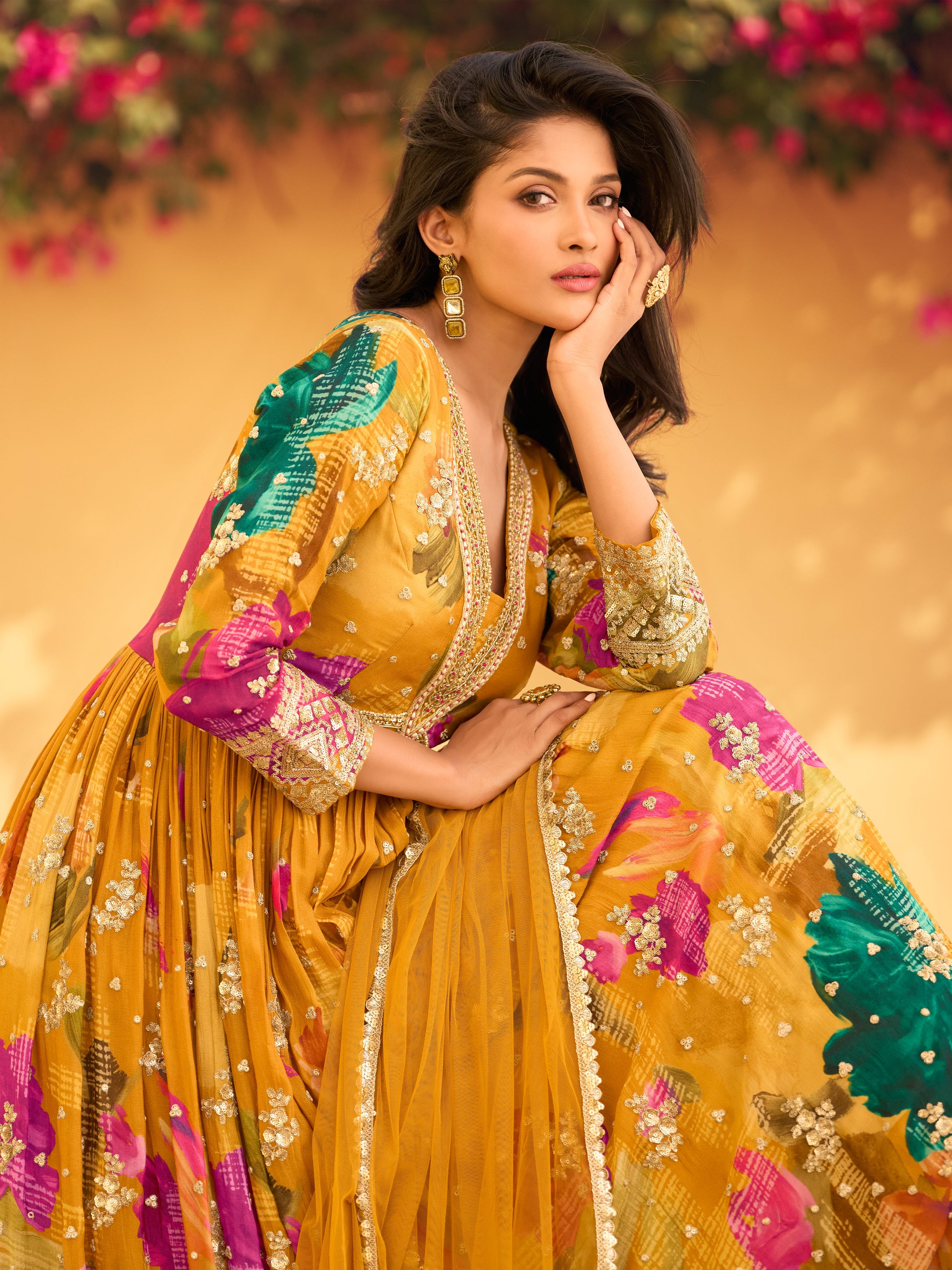 Yellow Anarkali Suit With Heavy Embroidery Work