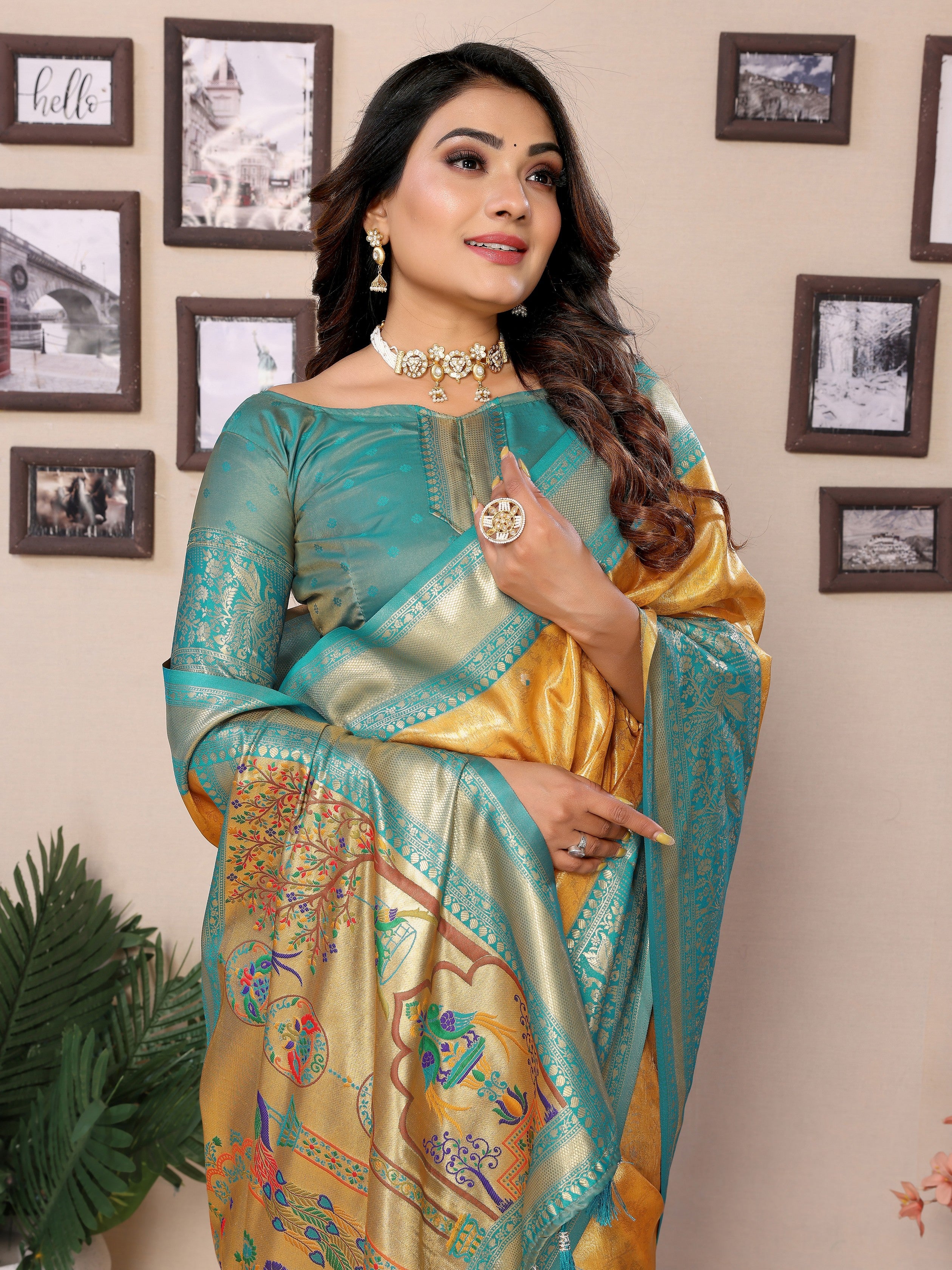 Yellow Banarasi Tissue Silk Heavy Woven Jari Designer Ceremonial Saree