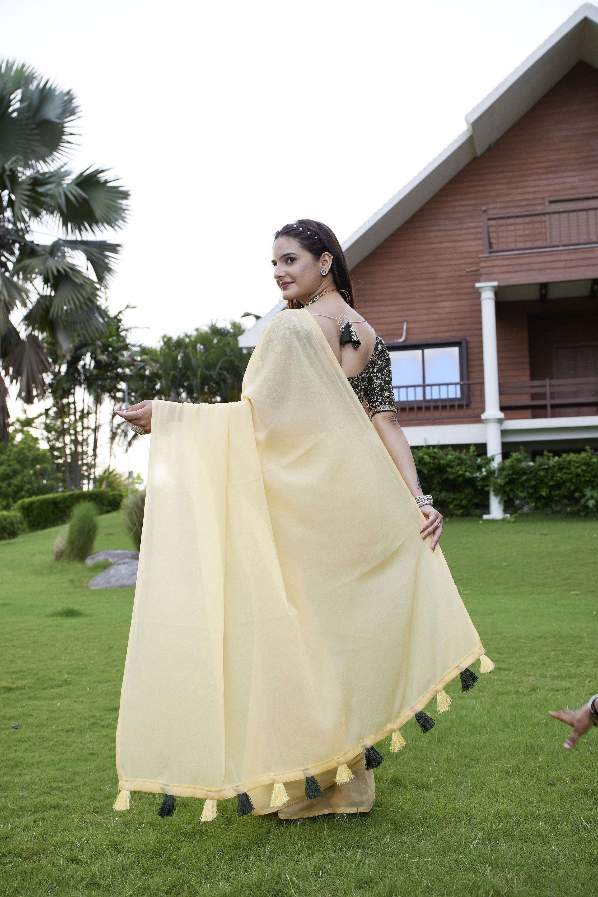 Yellow Beautiful Fancy Saree With Embroidered Blouse