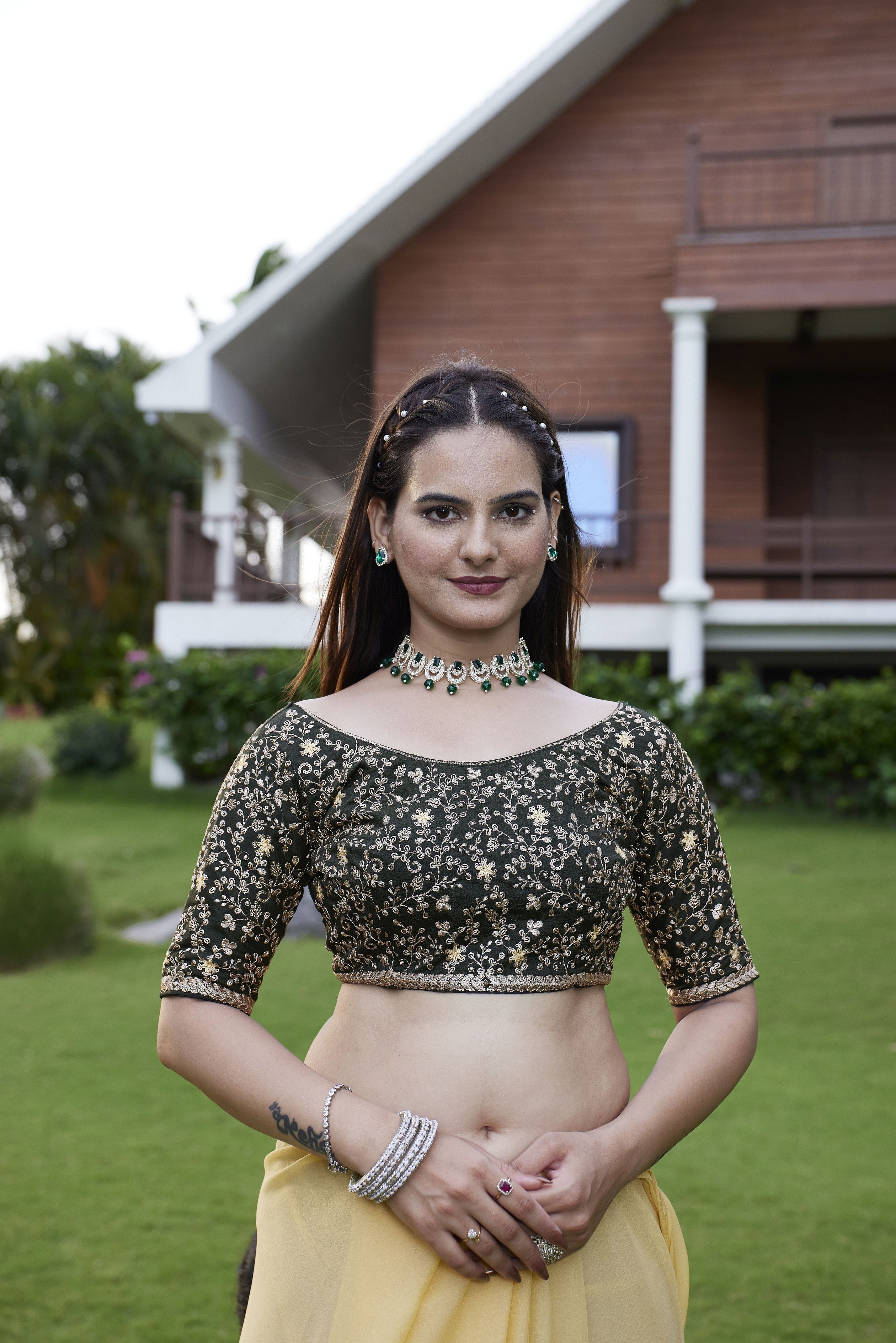 Yellow Beautiful Fancy Saree With Embroidered Blouse