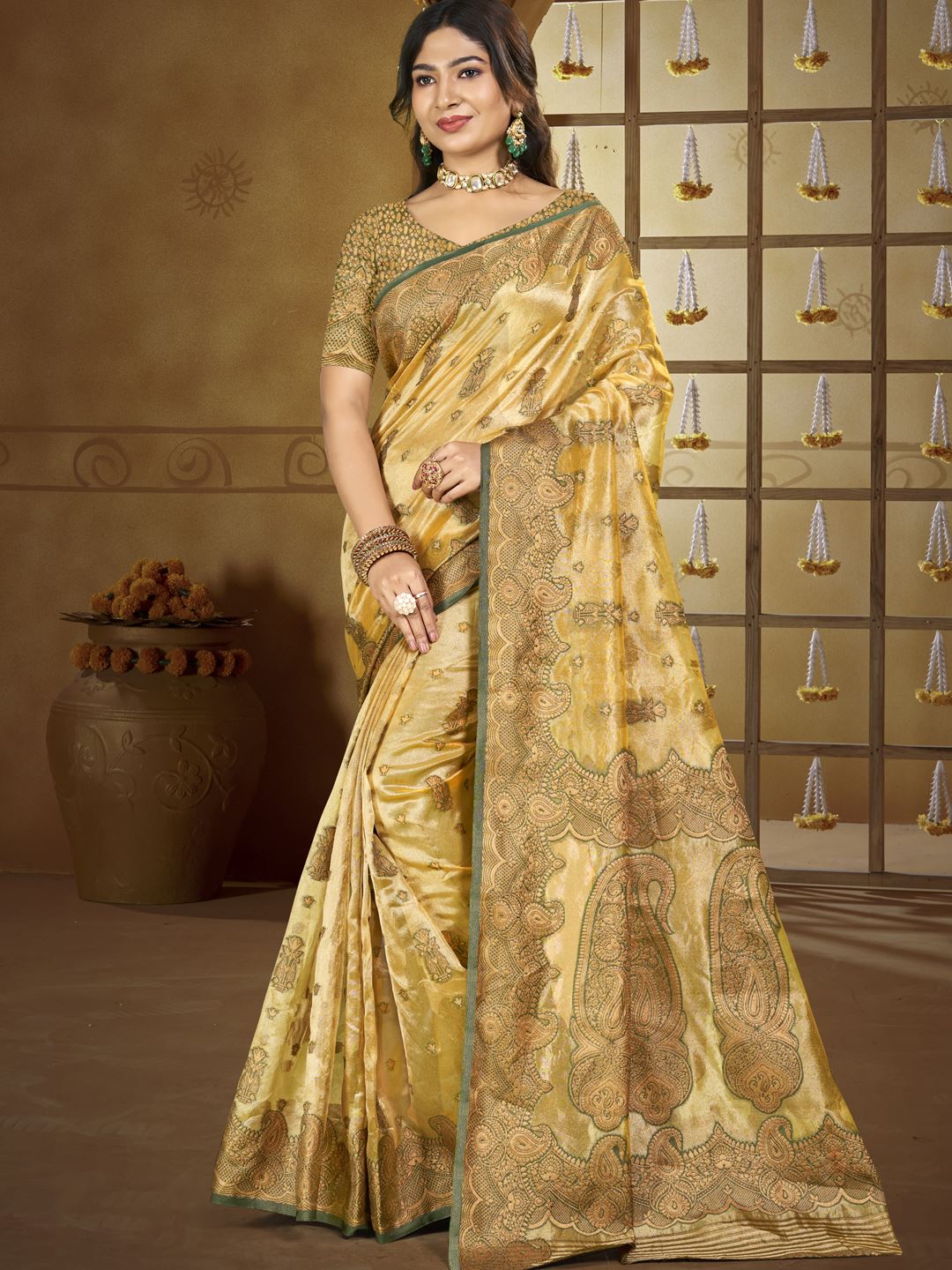 Yellow Color Festive Wear Silk Saree